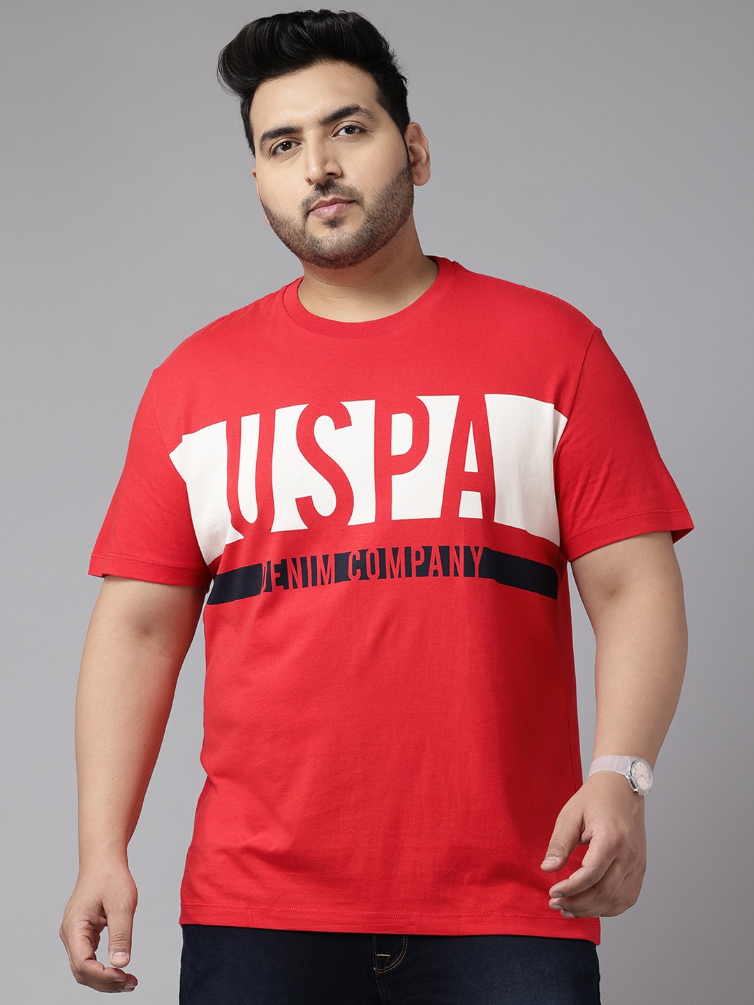 

U.S. Polo Assn. Denim Co. Plus Size Brand Logo Print Pure Cotton T-shirt, Red