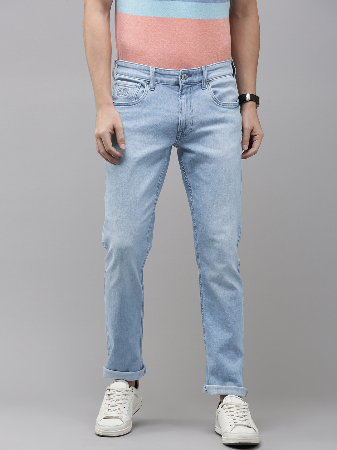 

U.S. Polo Assn. Denim Co. Men Slim Fit Light Fade Stretchable Jeans, Blue