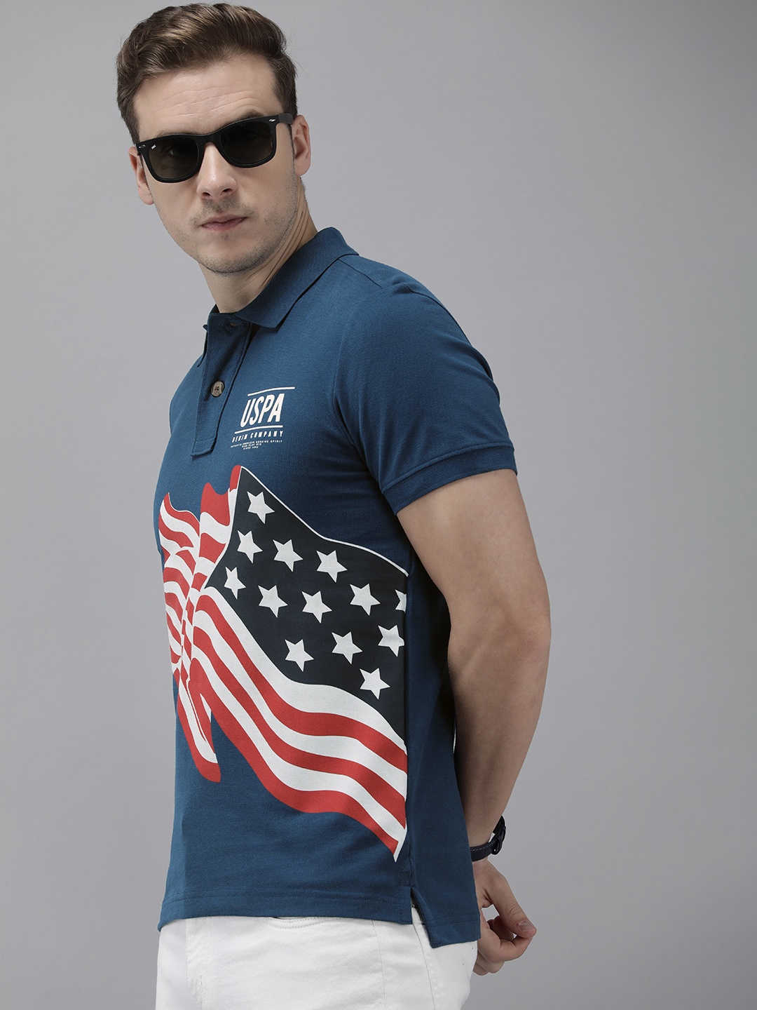 

U.S. Polo Assn. Denim Co. Printed Polo Collar Pure Cotton T-shirt, Navy blue