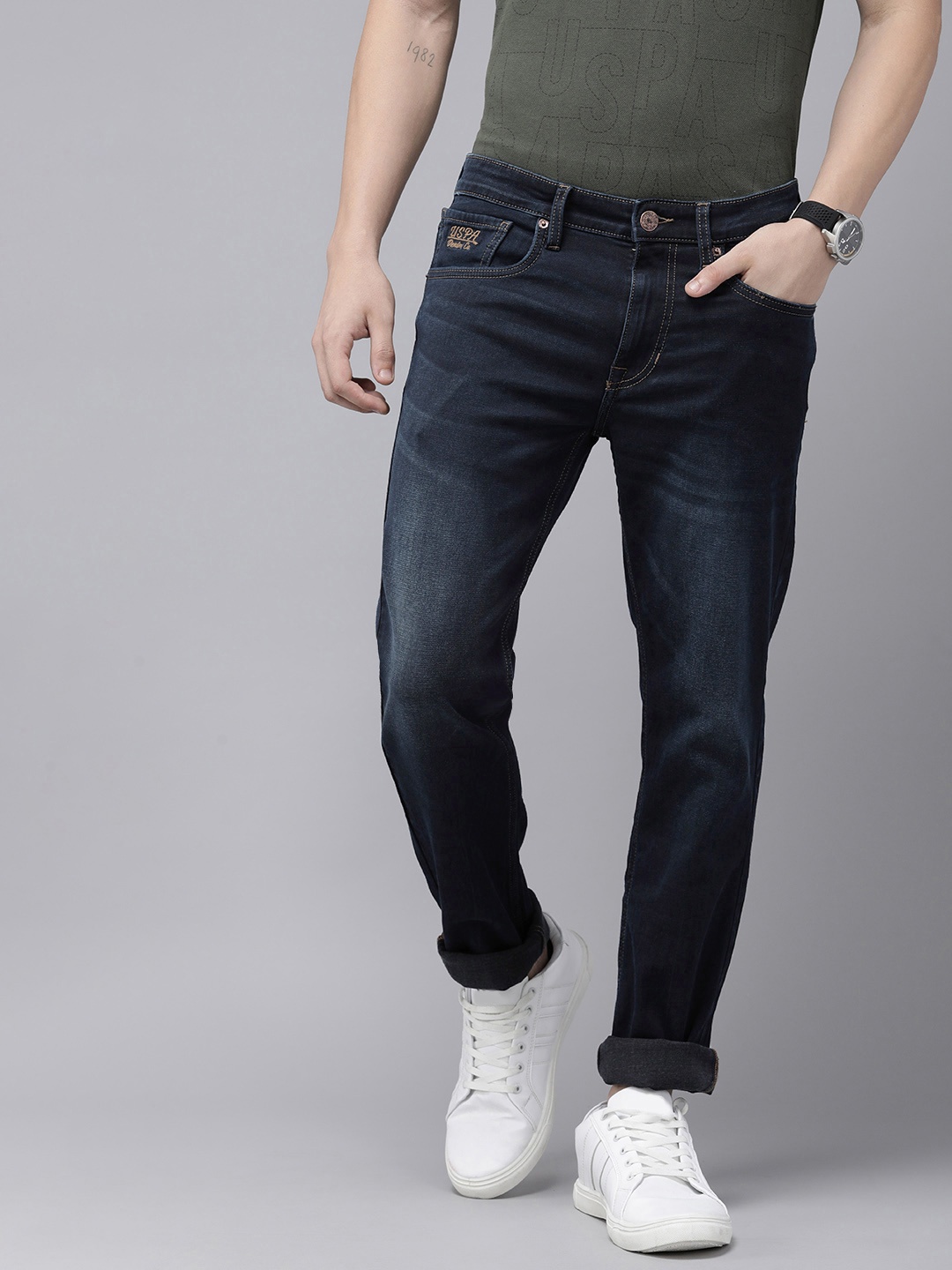

U.S. Polo Assn. Denim Co. Men Skinny Fit Light Fade Stretchable Jeans, Blue