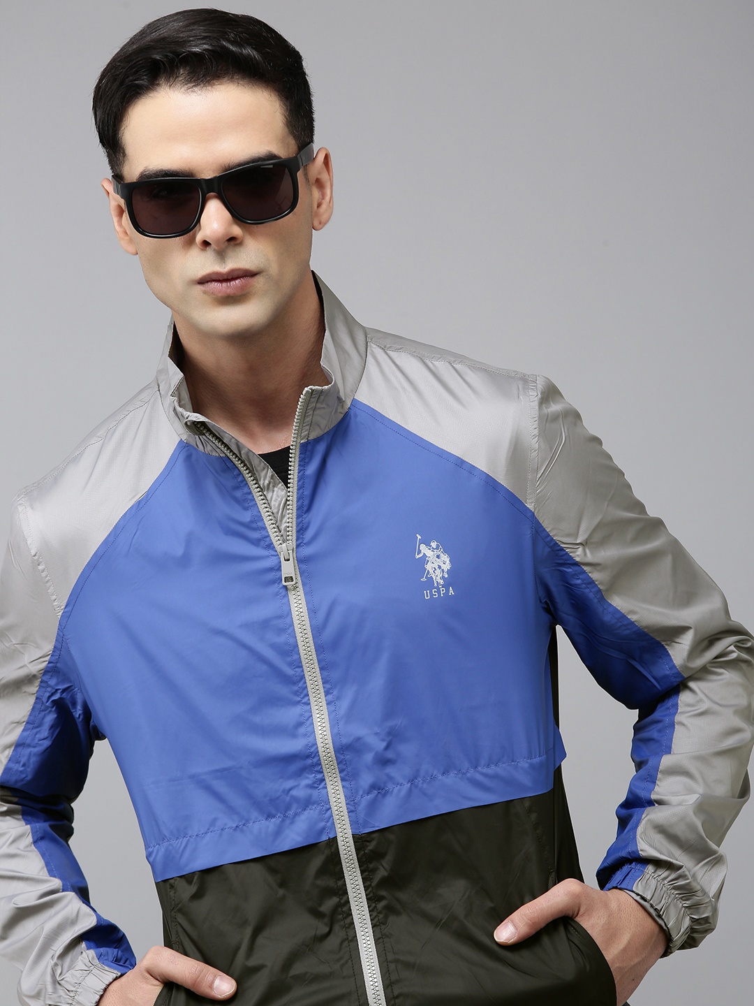 

U.S. Polo Assn. Denim Co. Men Colourblocked Windcheater Jacket, Black