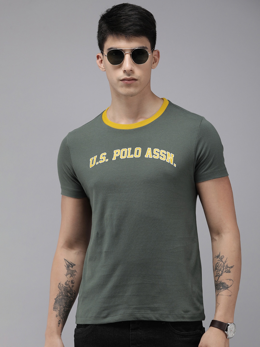 

U.S. Polo Assn. Denim Co. Brand Logo Printed Pure Cotton T-shirt, Olive