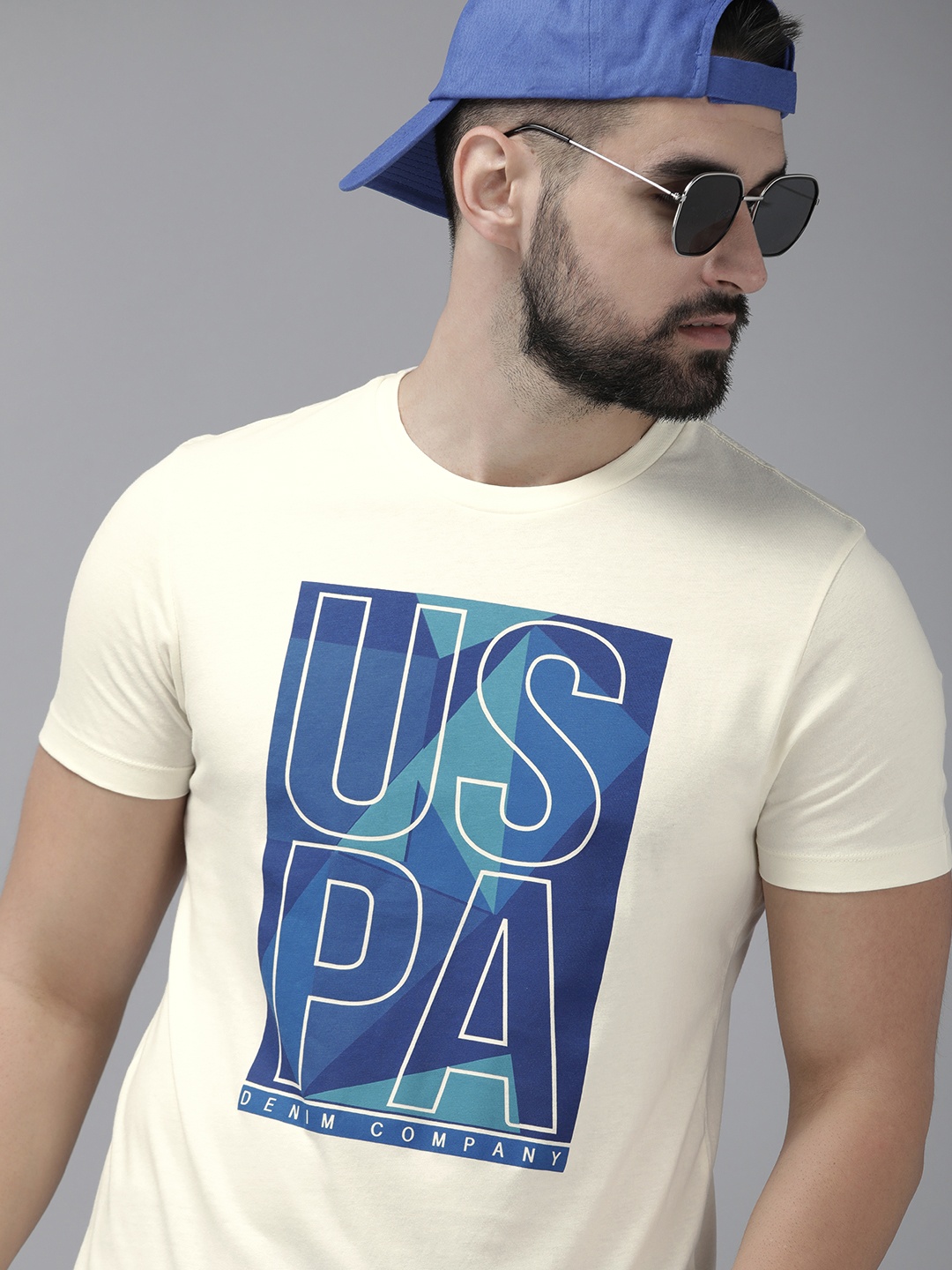

U.S. Polo Assn. Denim Co. Brand Logo Printed Pure Cotton T-shirt, Cream