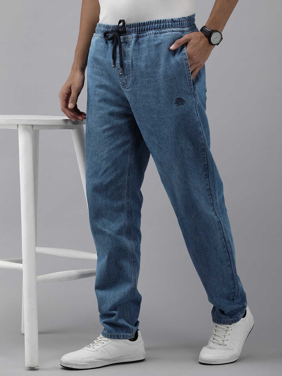 

U.S. Polo Assn. Denim Co. Men Regular Fit Mid-Rise Pure Cotton Denim Joggers, Blue