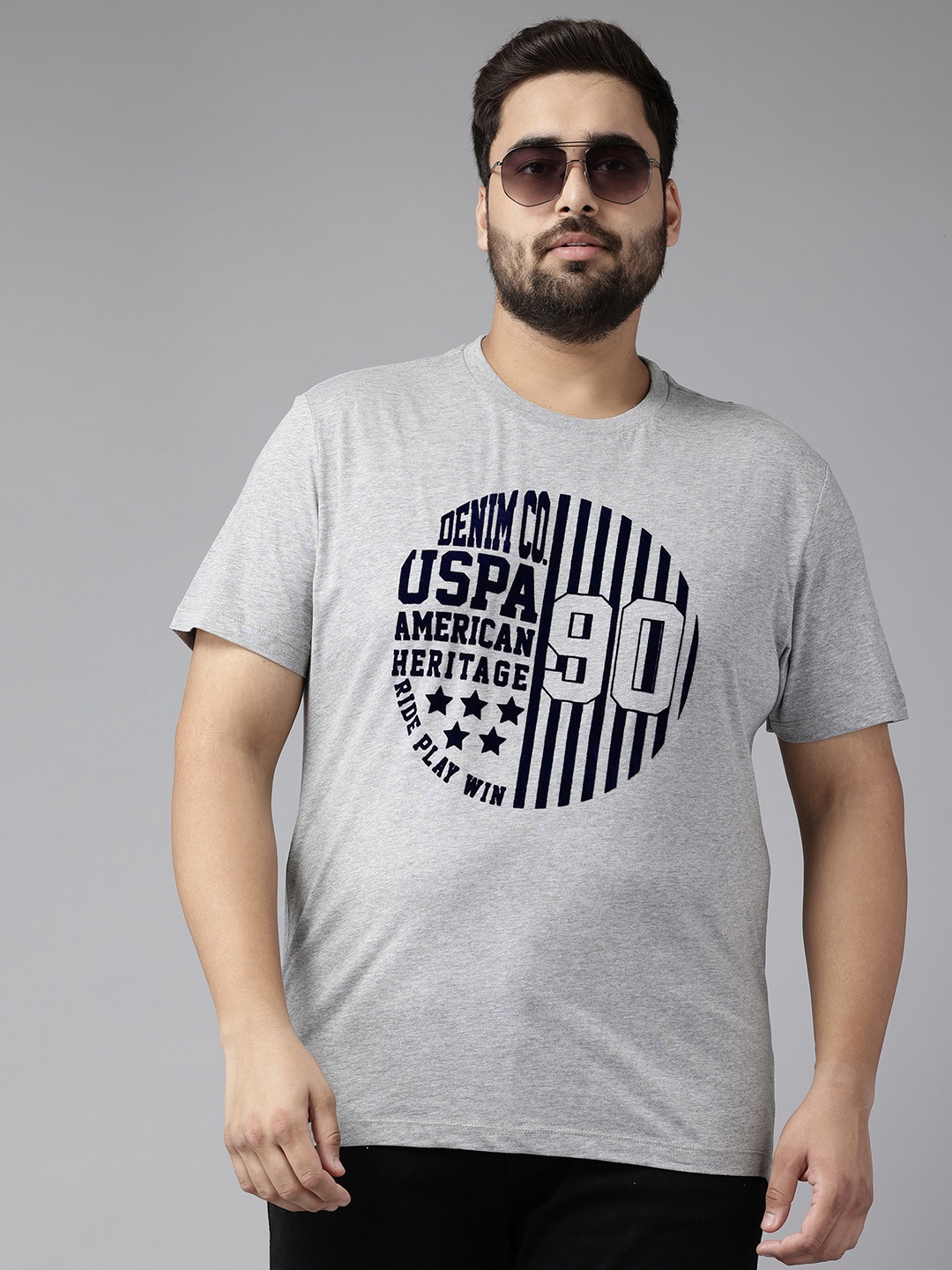 

U.S. Polo Assn. Denim Co. Plus Size Typography Print T-shirt, Grey