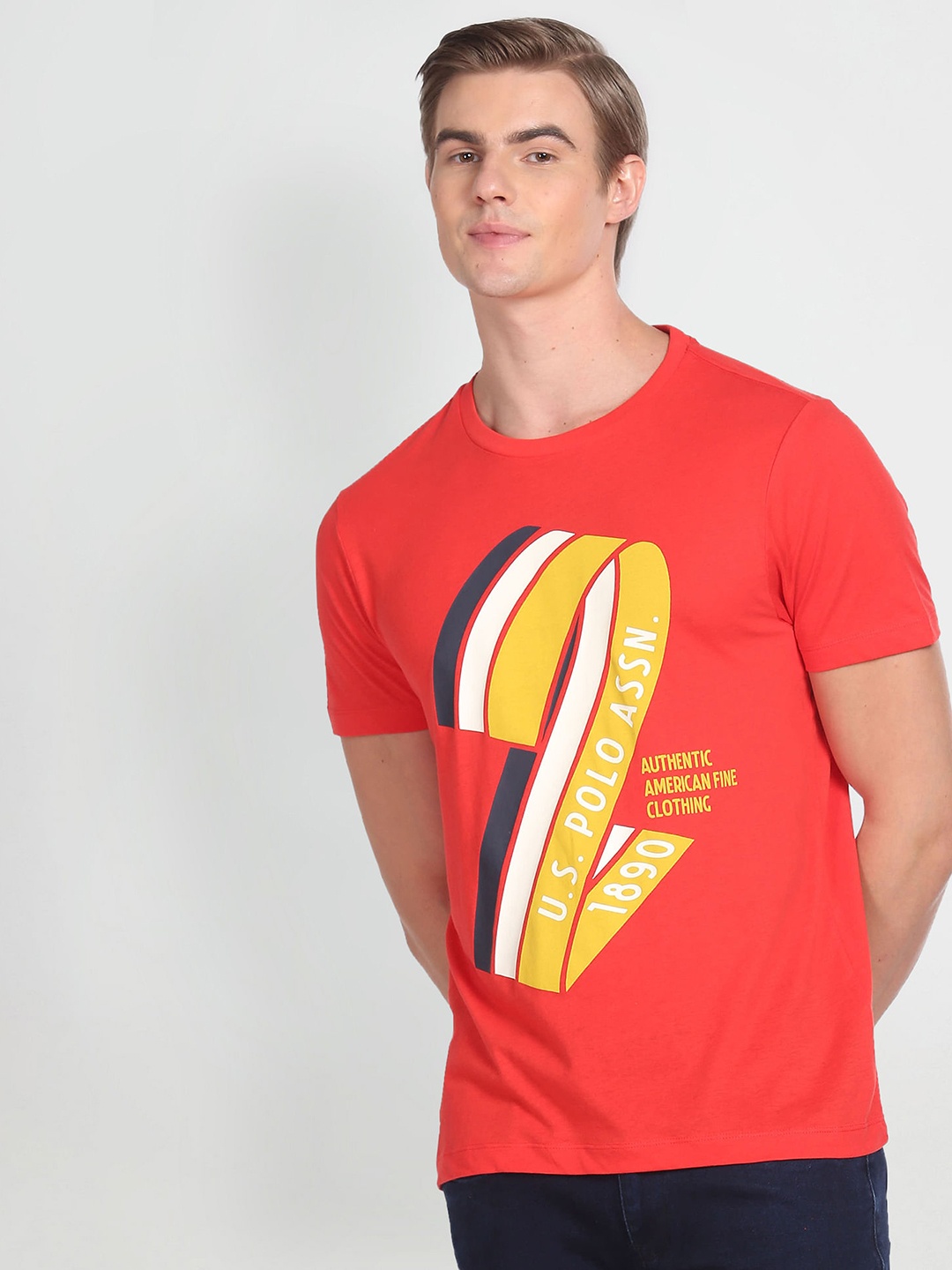 

U.S. Polo Assn. Denim Co. Varsity Printed Pure Cotton T-shirt, Red