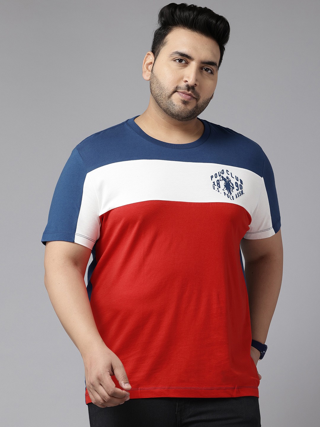 

U.S. Polo Assn. Denim Co. Plus Size Striped Pure Cotton T-shirt, Navy blue