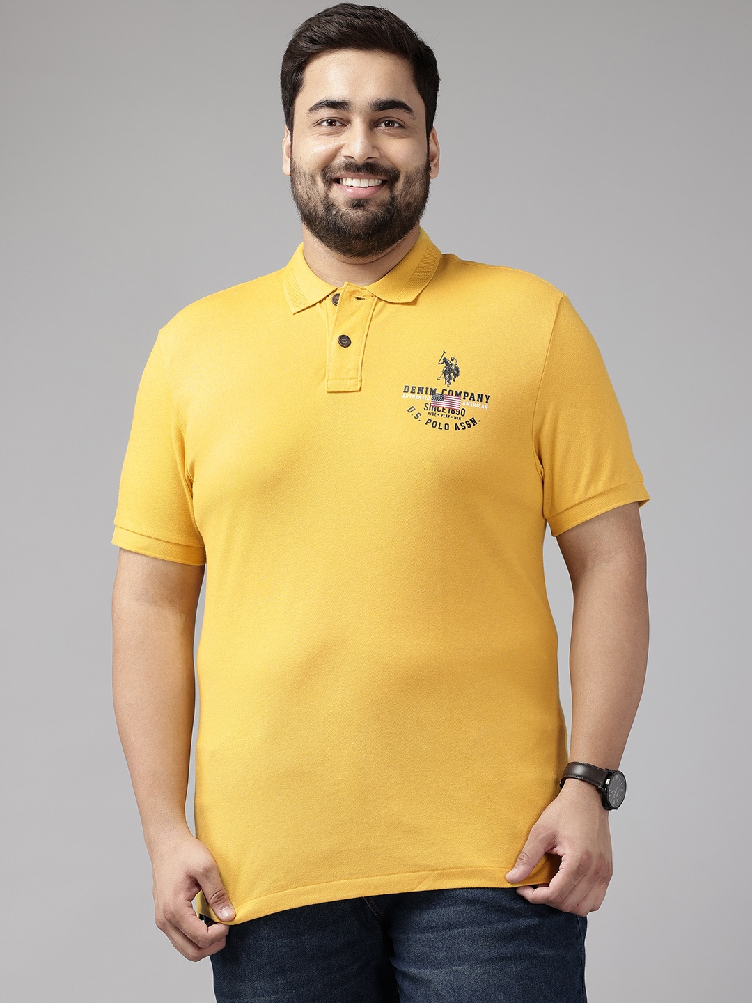 

U.S. Polo Assn. Denim Co. Plus Size Polo Collar T-shirt, Mustard