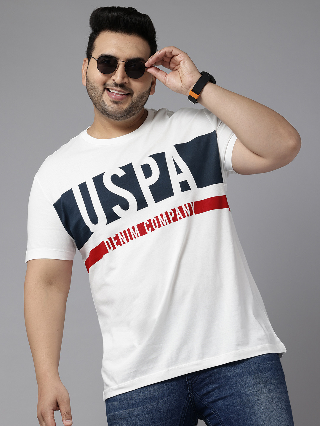 

U.S. Polo Assn. Denim Co. Plus Size Brand Logo Print Pure Cotton T-shirt, White