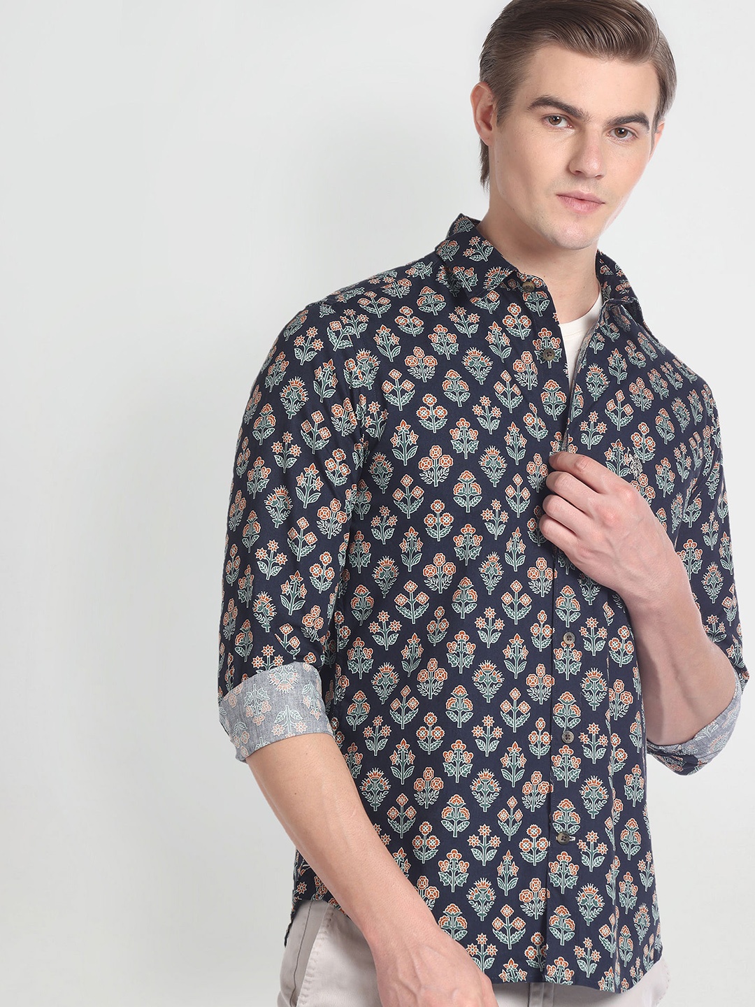 

U.S. Polo Assn. Pure Cotton Printed Shirt, Navy blue