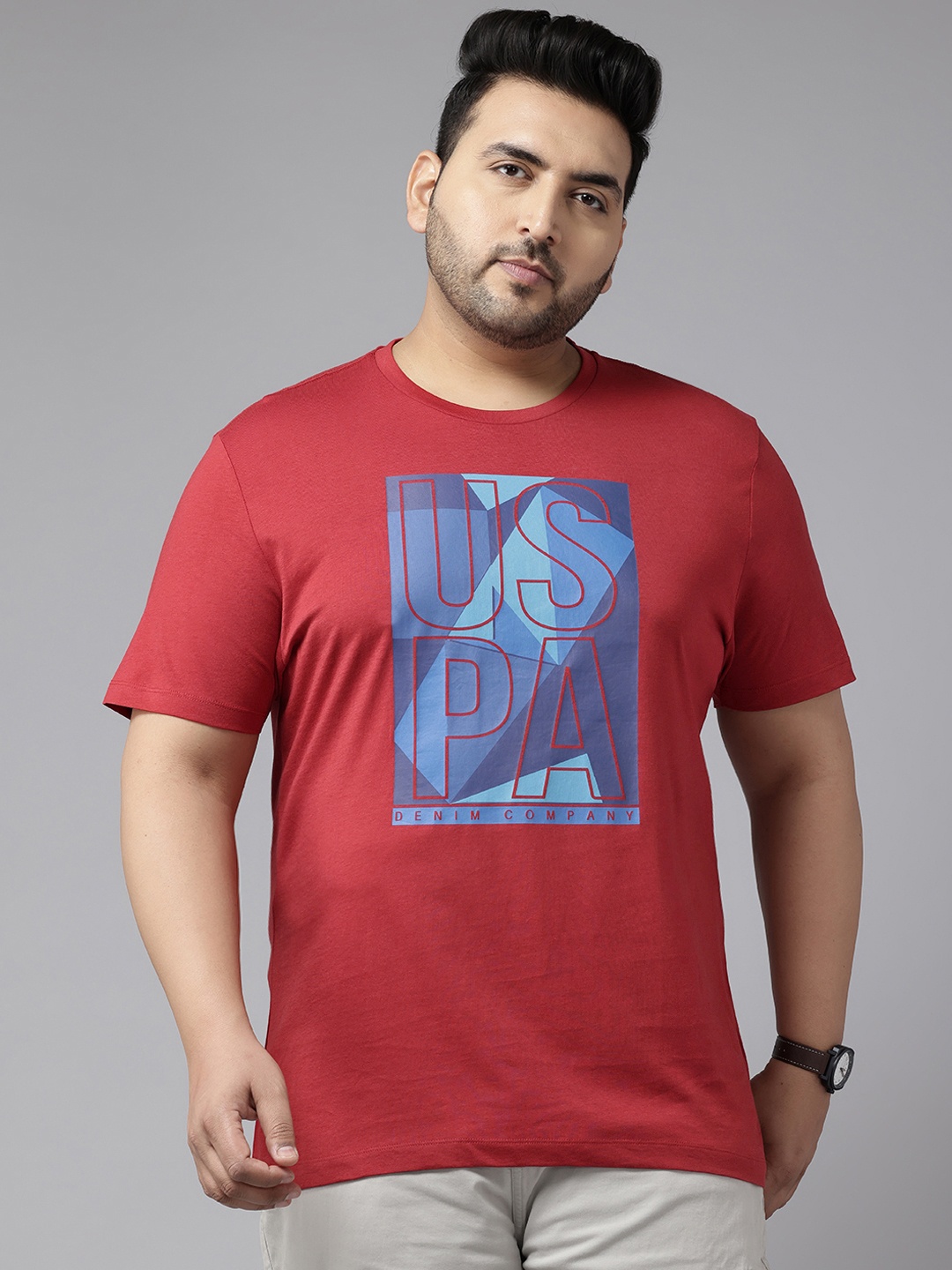 

U.S. Polo Assn. Denim Co. Plus Size Brand Logo Print Pure Cotton T-shirt, Maroon
