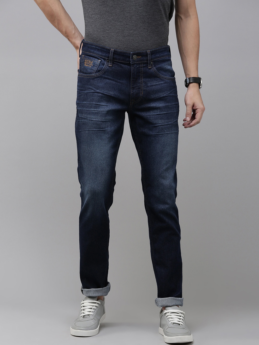 

U.S. Polo Assn. Denim Co. Men Slim Fit Light Fade Stretchable Jeans, Blue