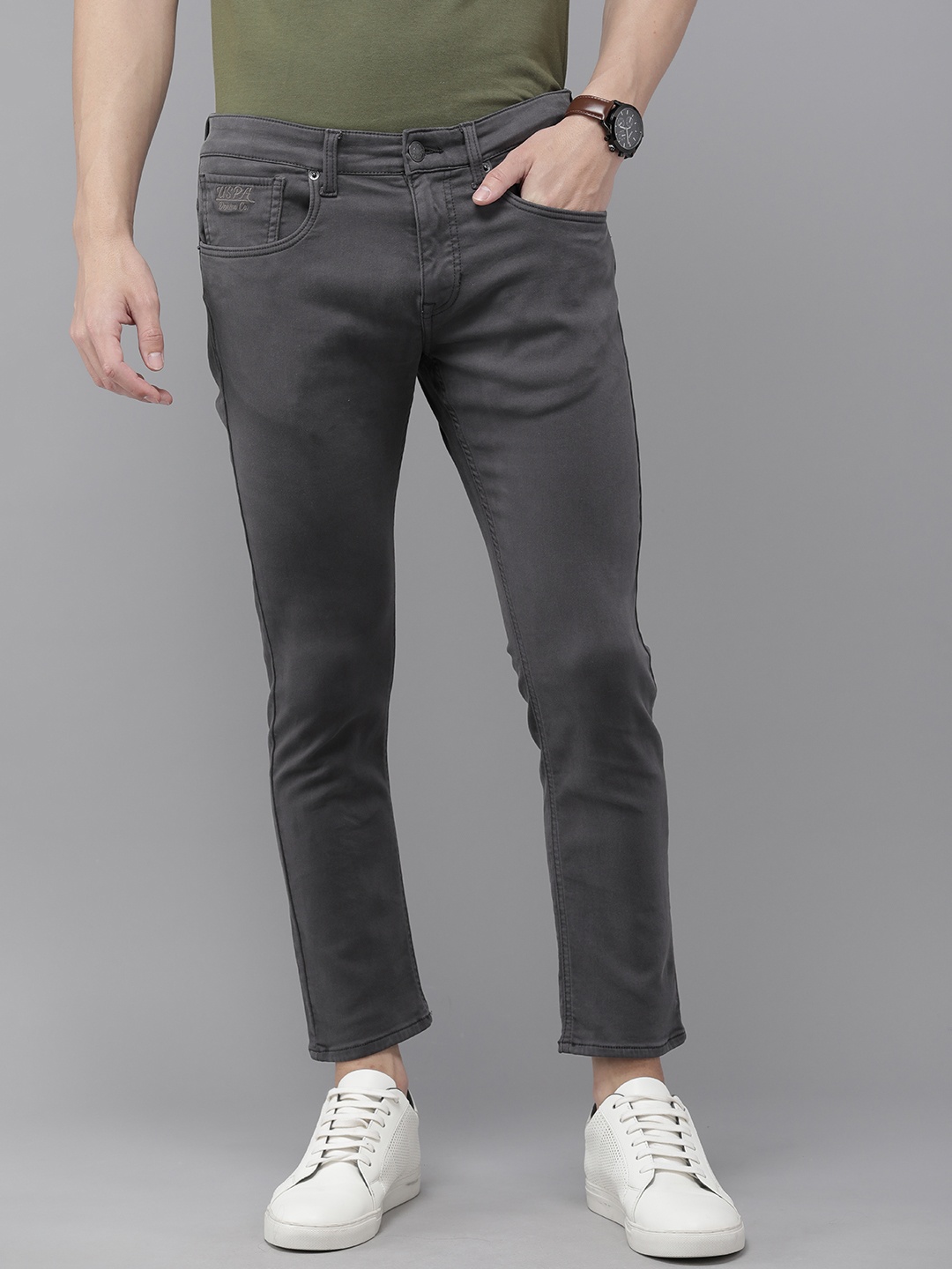 

U.S. Polo Assn. Denim Co. Men Regular Fit Mid-Rise Stretchable Jeans, Grey