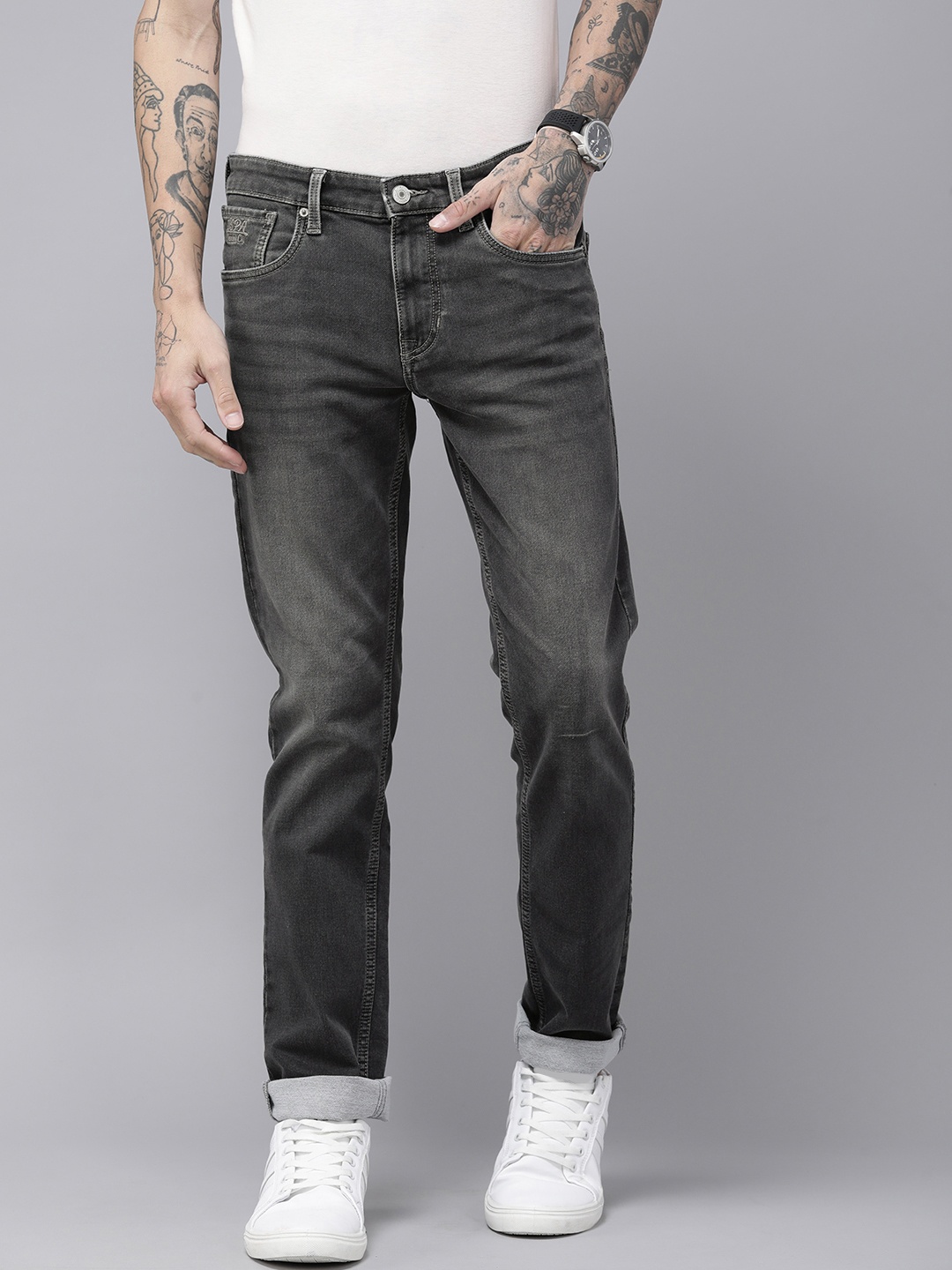 

U.S. Polo Assn. Denim Co. Men Fade Stretchable Regallo Skinny Fit Jeans, Grey