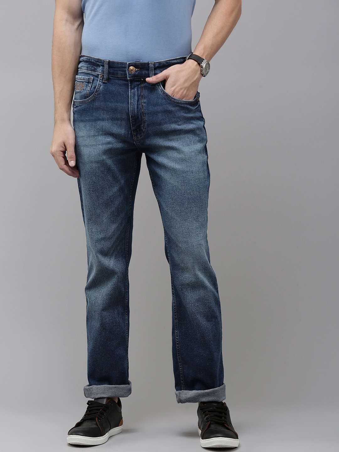 

U.S. Polo Assn. Denim Co. Men Bootcut Light Fade Stretchable Jeans, Blue