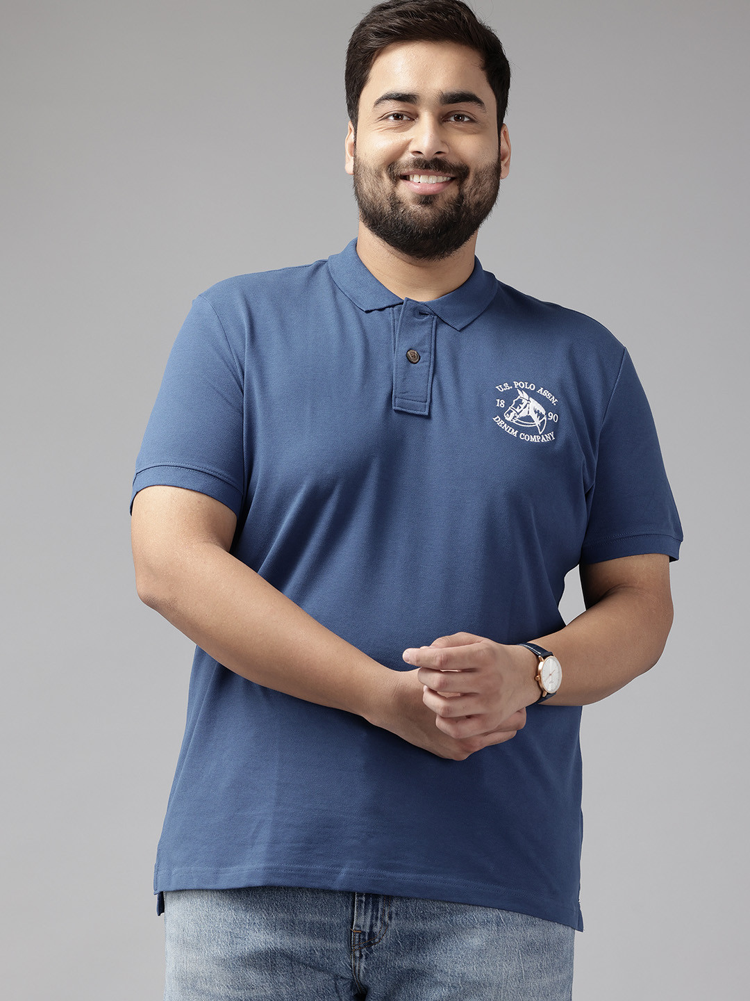 

U.S. Polo Assn. Denim Co. Plus Size Polo Collar Pure Cotton T-shirt, Blue
