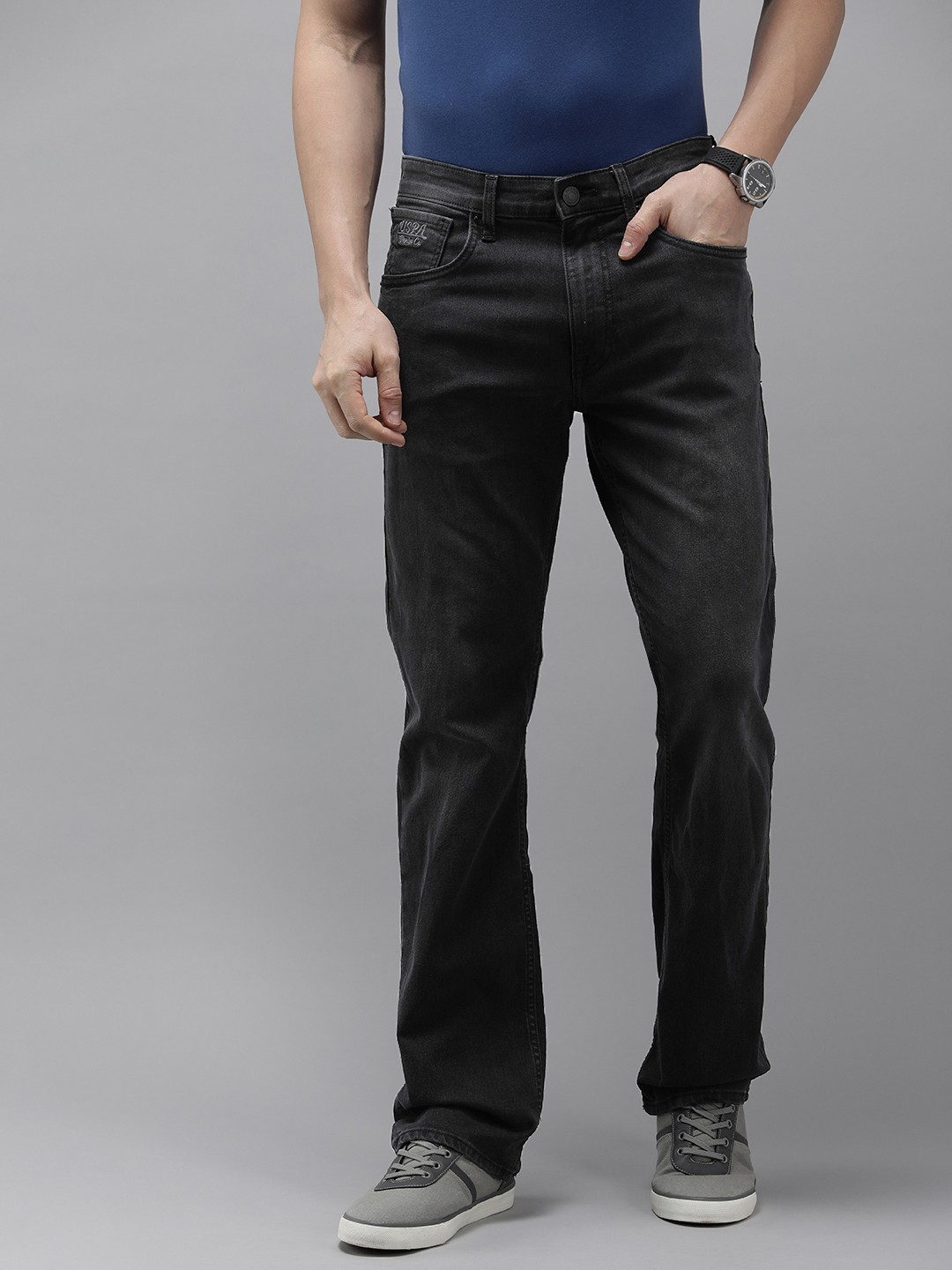 

U.S. Polo Assn. Denim Co. Men Bootcut Light Fade Stretchable Jeans, Grey