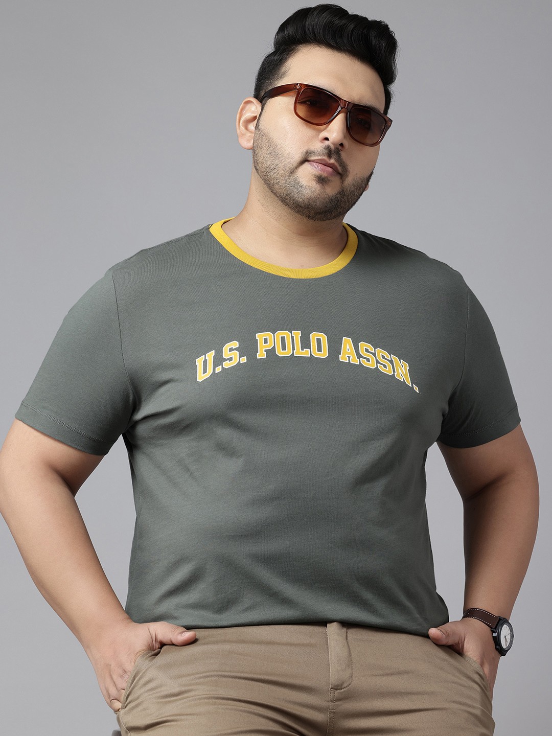 

U.S. Polo Assn. Denim Co. Plus Size Printed Pure Cotton T-shirt, Olive