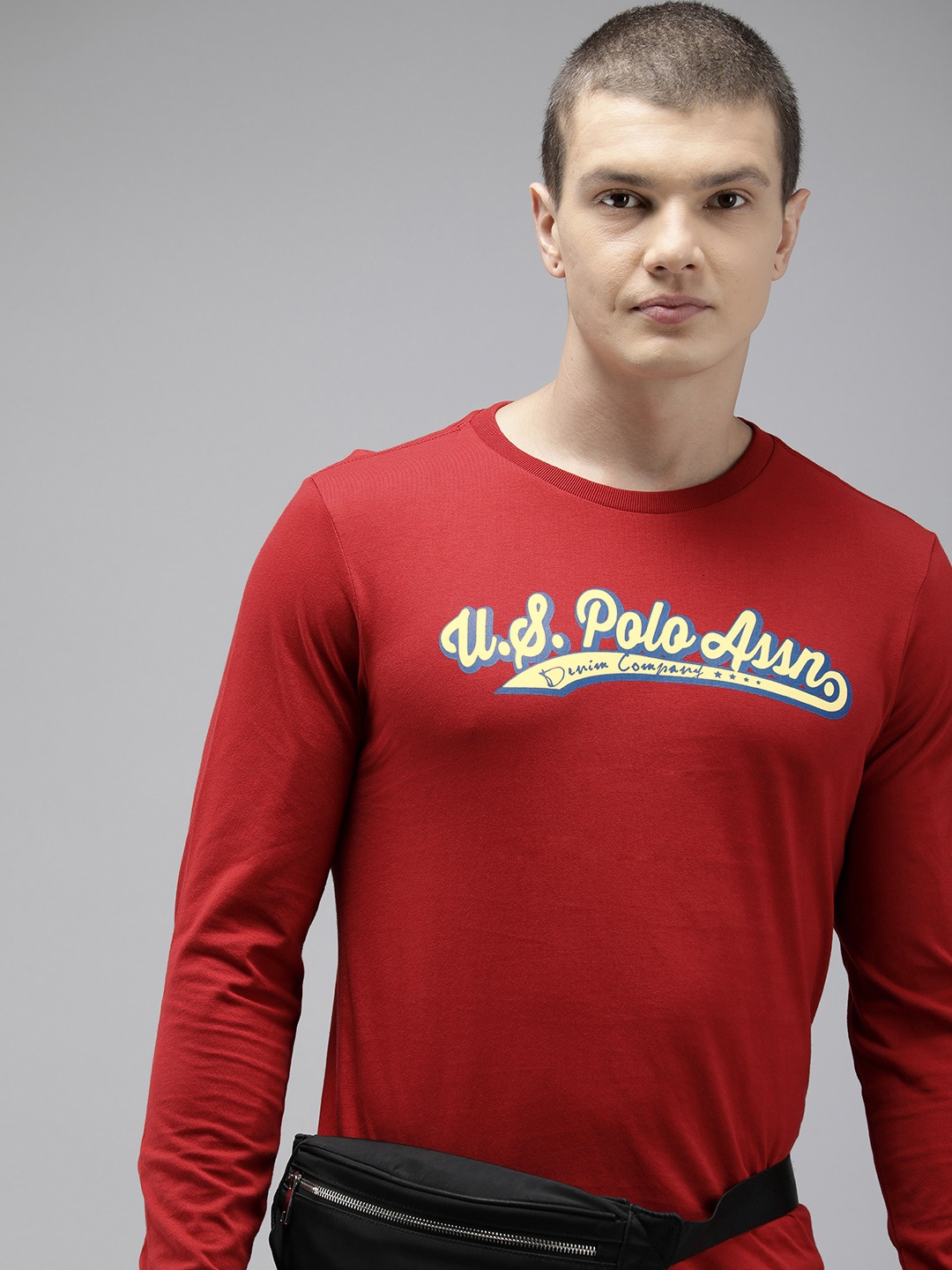 

U.S. Polo Assn. Denim Co. Pure Cotton Brand Logo Printed Full Sleeves T-shirt, Red