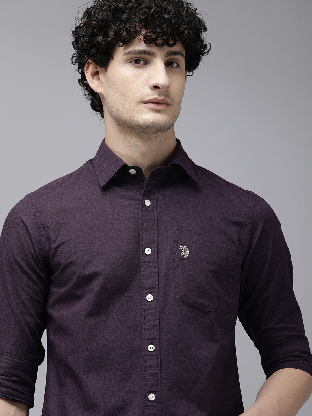 

U.S. Polo Assn. Pure Cotton Tailored Fit Casual Shirt, Purple
