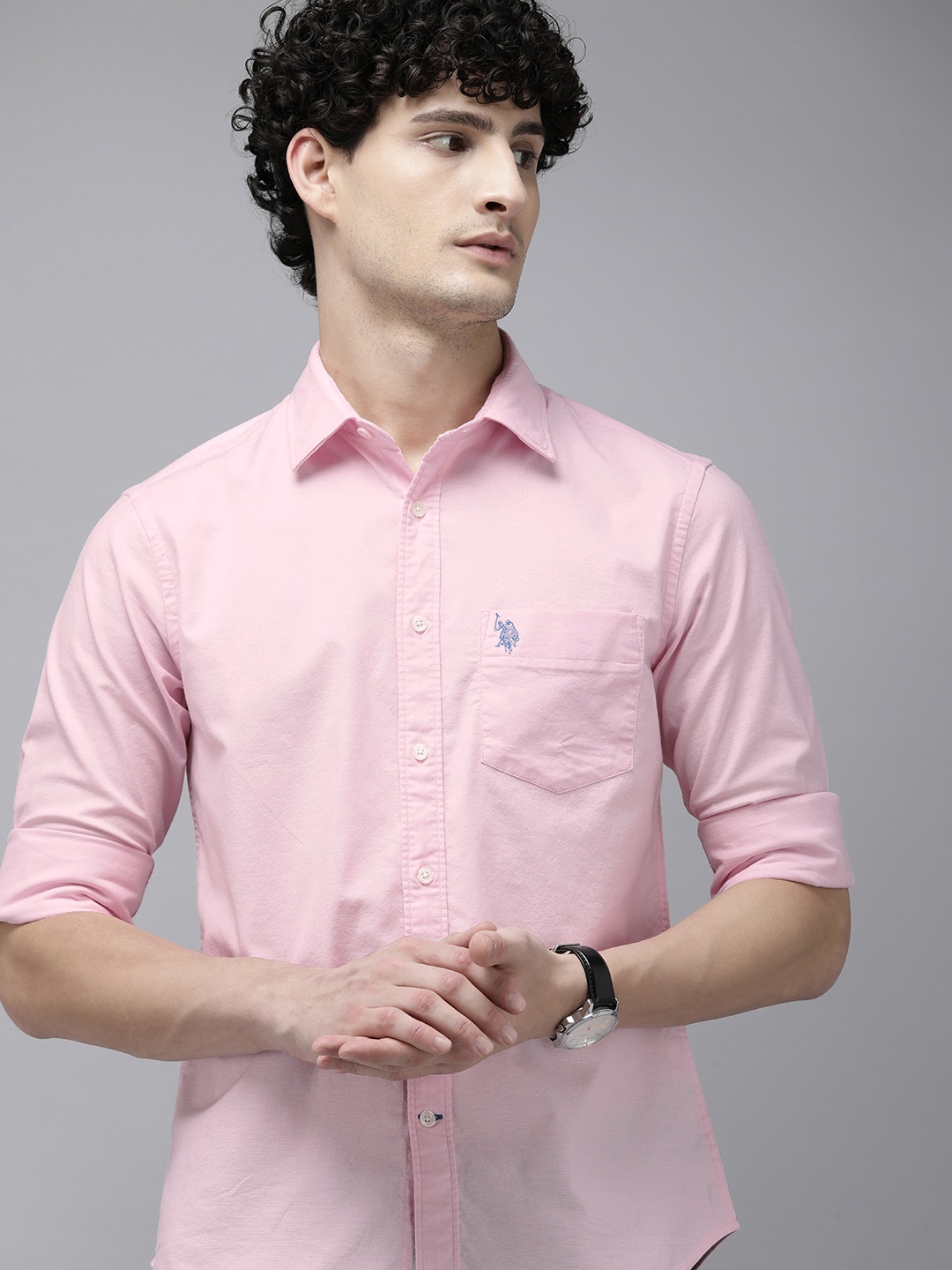 

U.S. Polo Assn. Solid Tailored Fit Casual Shirt, Pink