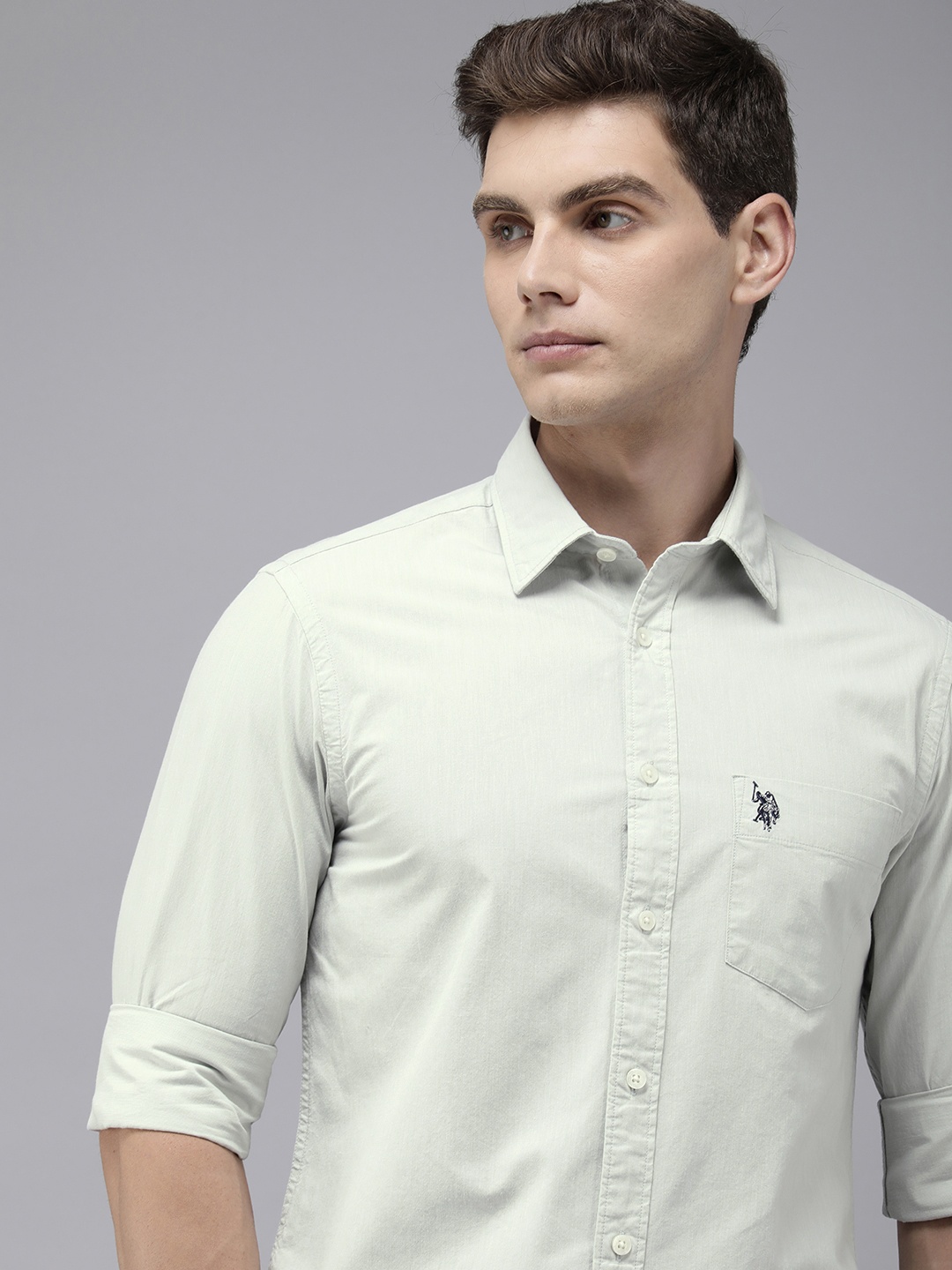 

U.S. Polo Assn. Solid Tailored Fit Pure Cotton Casual Shirt, Off white