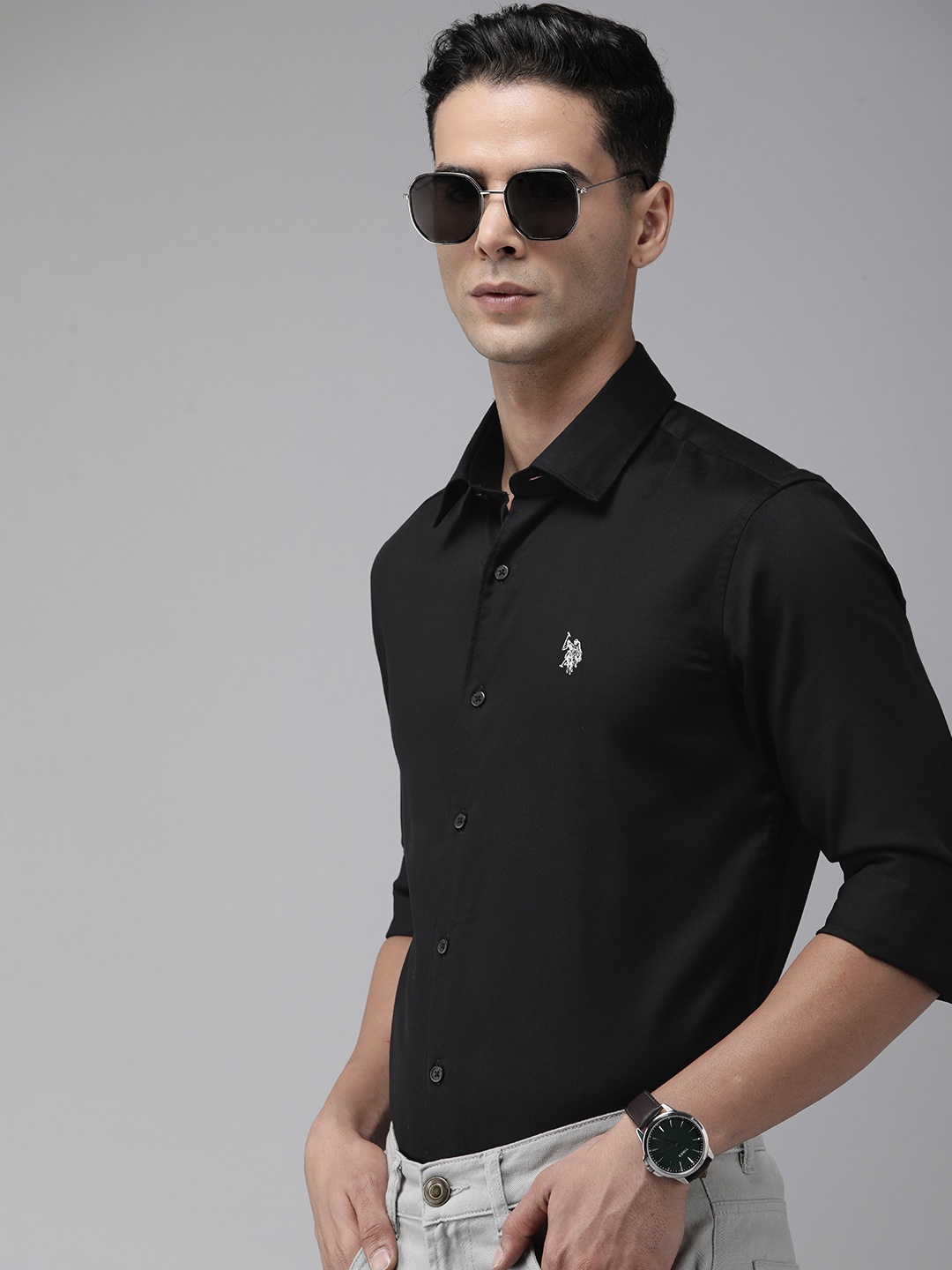 

U.S. Polo Assn. Solid Tailored Fit Casual Shirt, Black