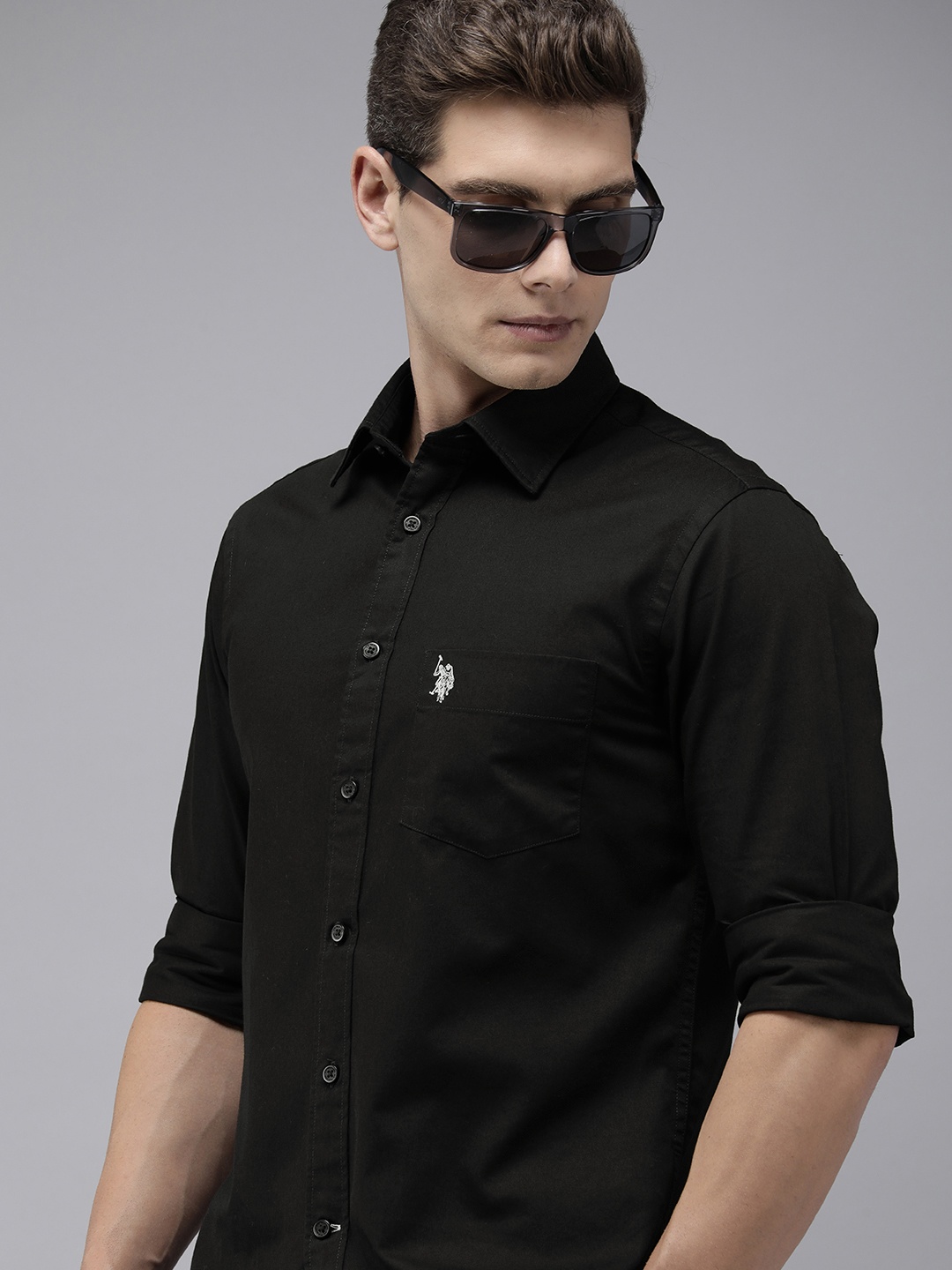 

U.S. Polo Assn. Tailored Fit Pure Cotton Casual Shirt, Black