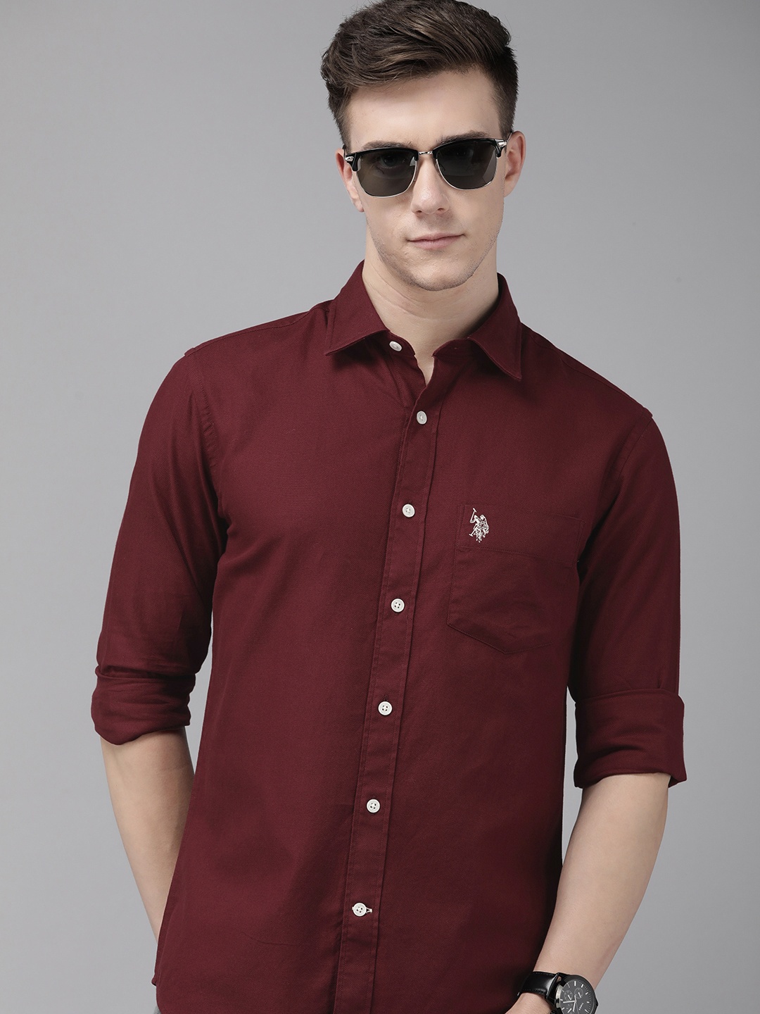 

U.S. Polo Assn. Pure Cotton Tailored Fit Casual Shirt, Maroon
