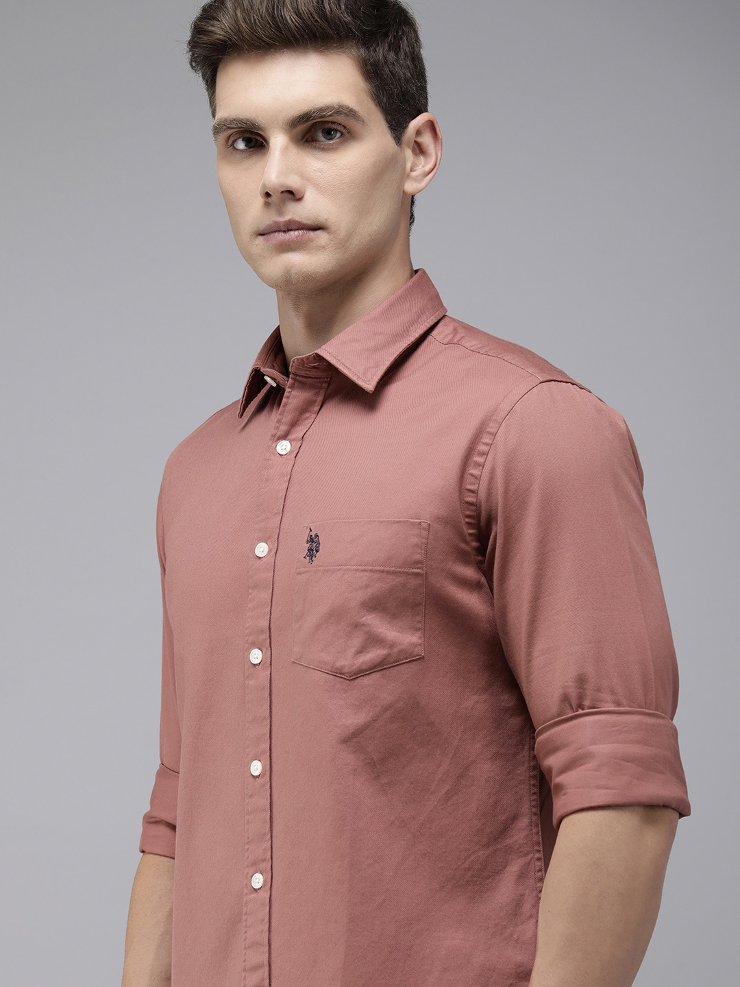 

U.S. Polo Assn. Tailored Fit Pure Cotton Casual Shirt, Pink