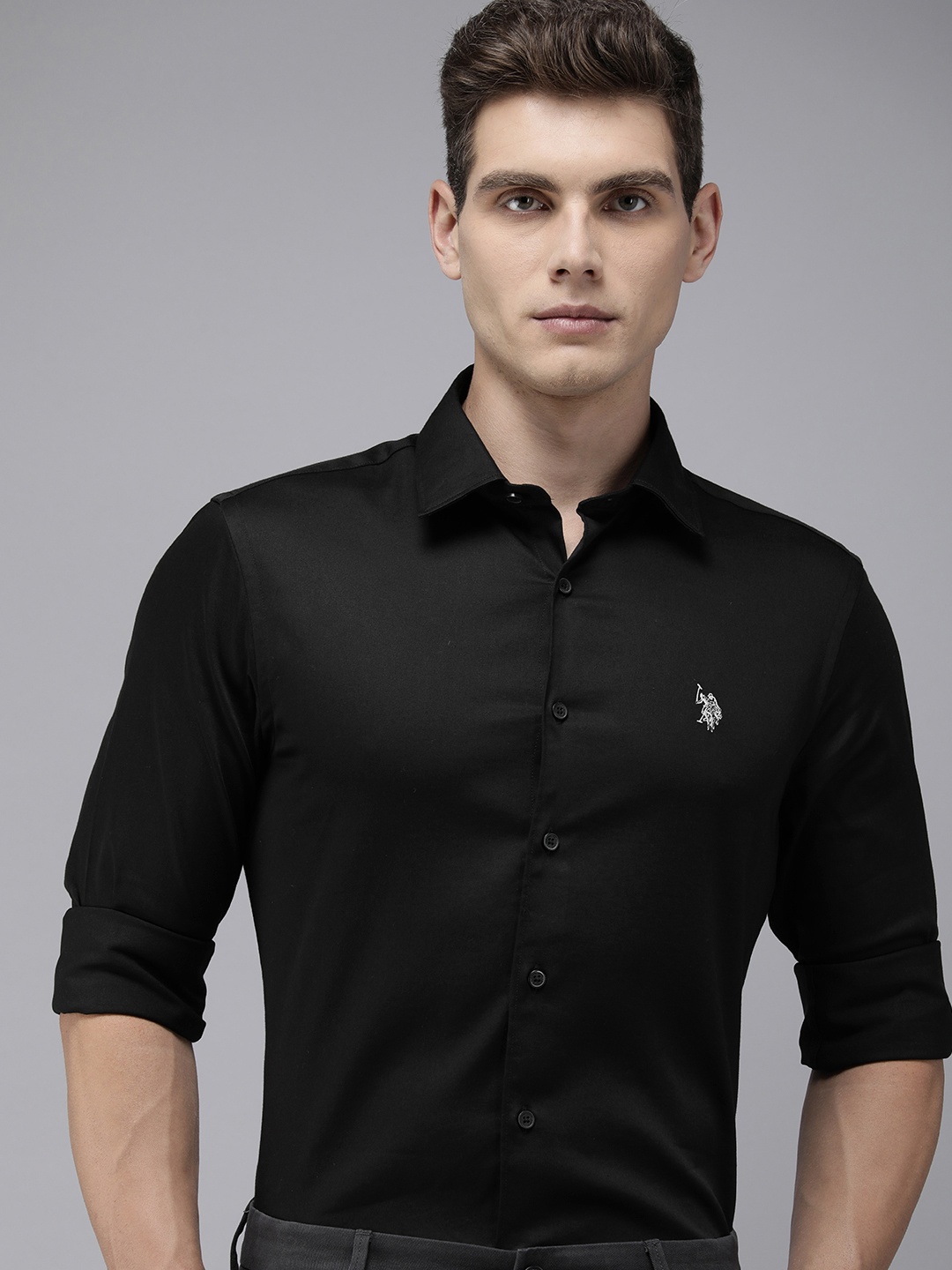 

U.S. Polo Assn. Solid Tailored Fit Casual Shirt, Black