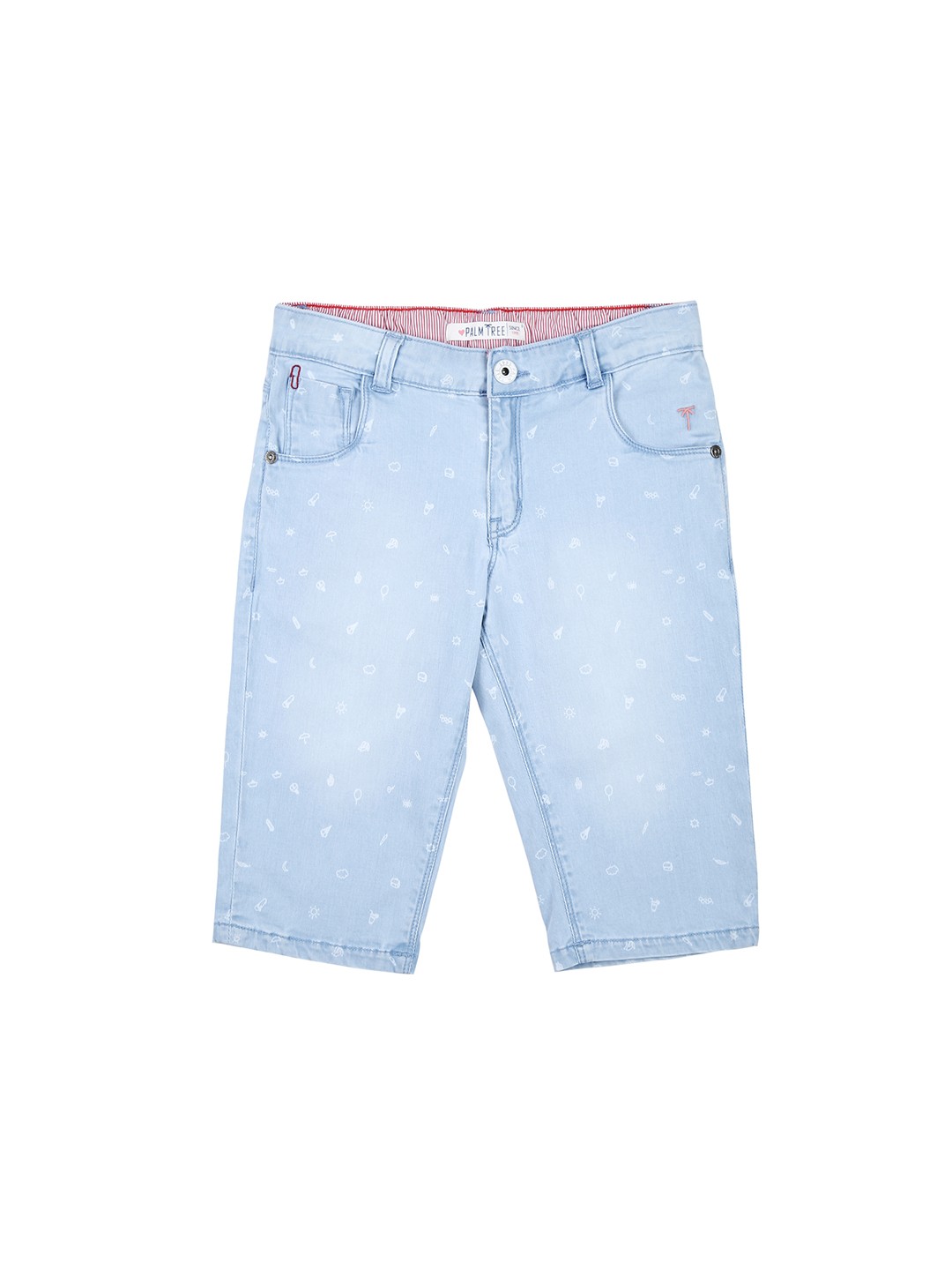 

Palm Tree Girls Blue Printed Regular Fit Capris