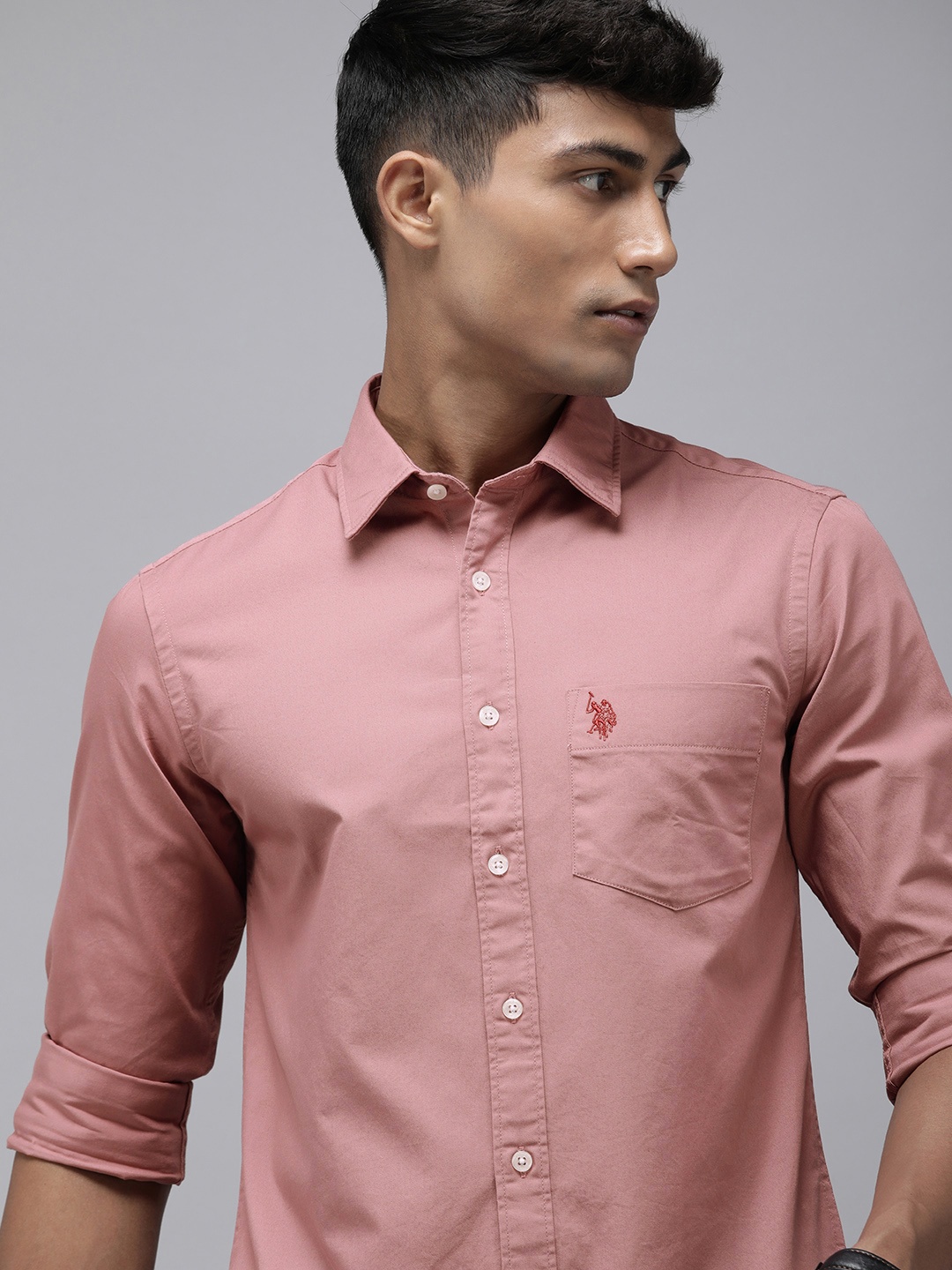 

U.S. Polo Assn. Solid Tailored Fit Pure Cotton Corduroy Casual Shirt, Rose