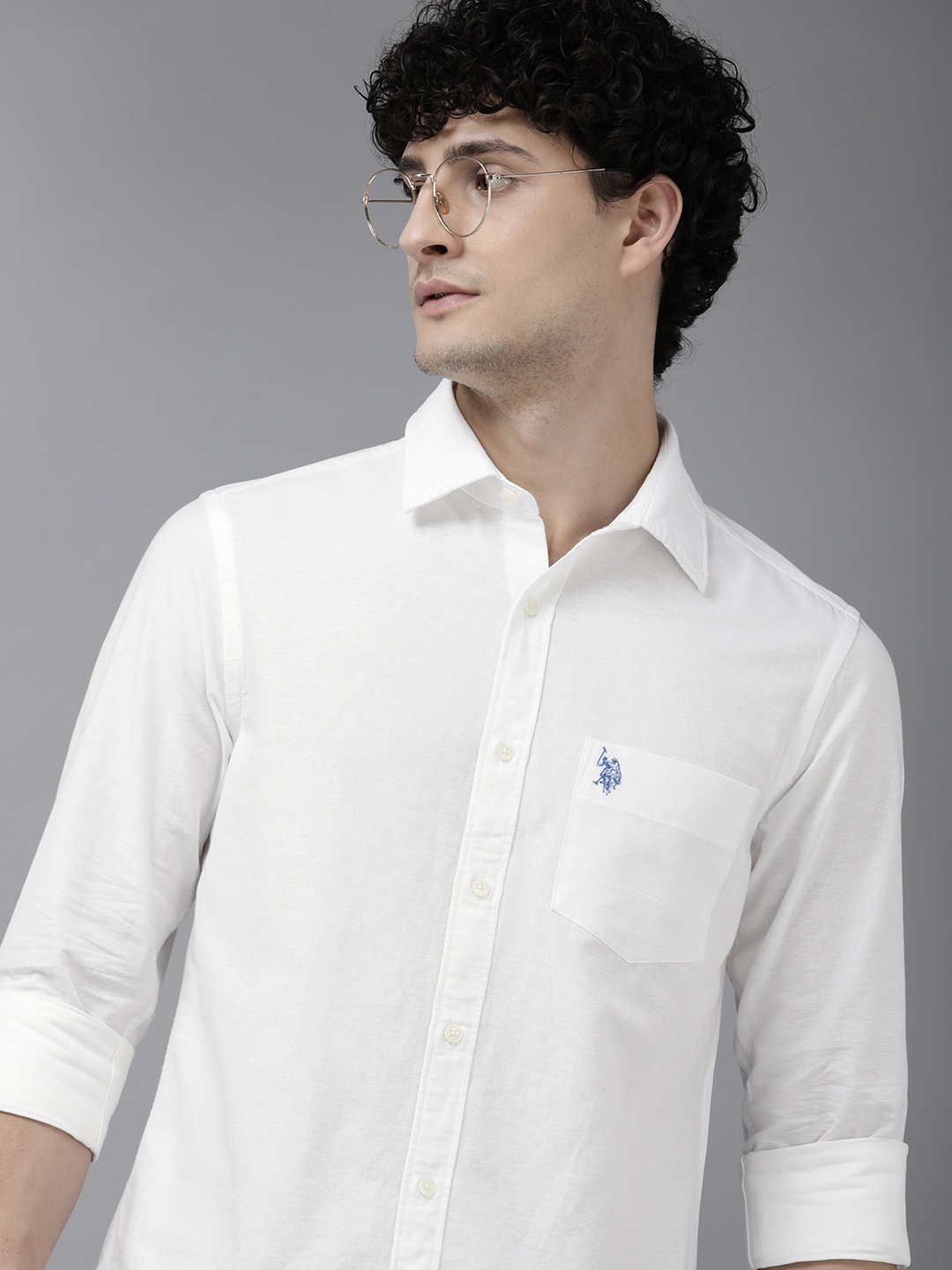 

U.S. Polo Assn. Solid Tailored Fit Pure Cotton Casual Shirt, White