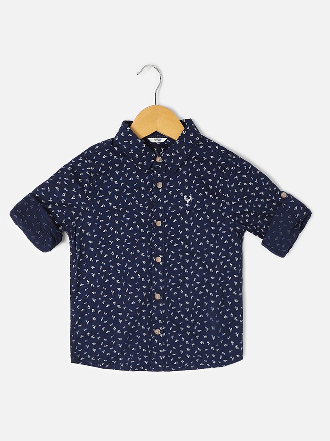

Allen Solly Junior Boys Slim Fit Opaque Printed Casual Shirt, Navy blue