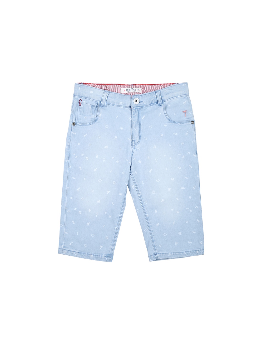 

Palm Tree Girls Blue Printed Regular Fit Capris