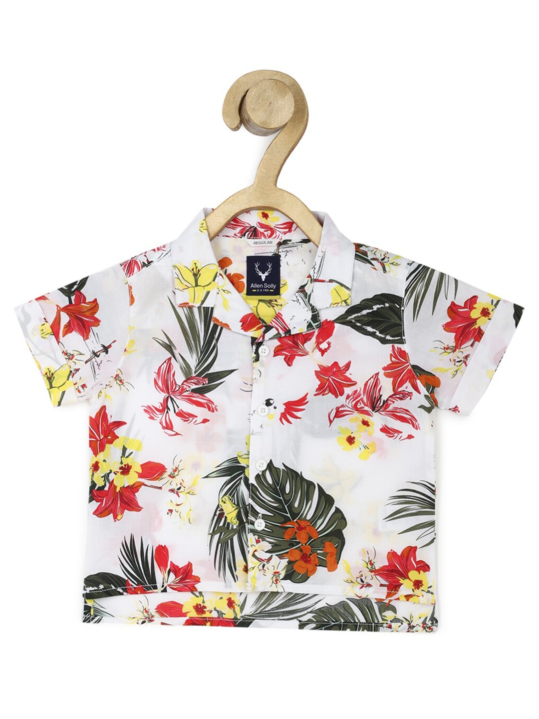 

Allen Solly Junior Boys Regular Fit Floral Printed Opaque Pure Cotton Casual Shirt, White