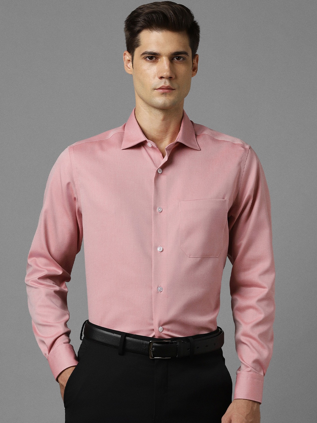 

Louis Philippe Permapress Opaque Pure Cotton Wrinkle Free Formal Shirt, Pink