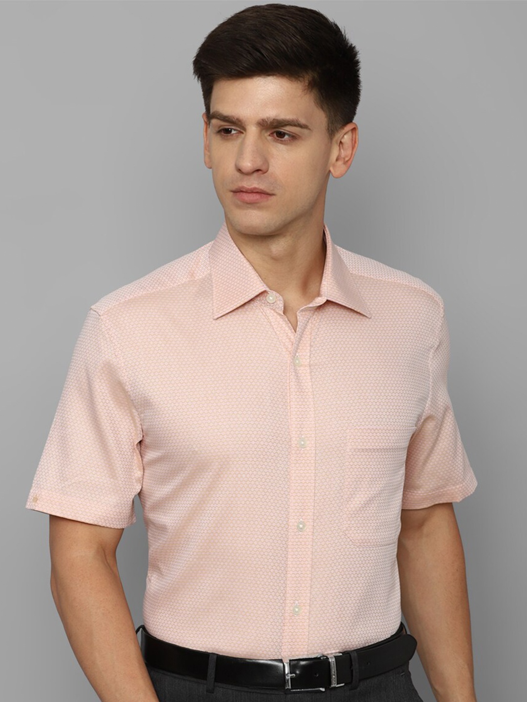 

Louis Philippe Self Design Opaque Pure Cotton Formal Shirt, Beige