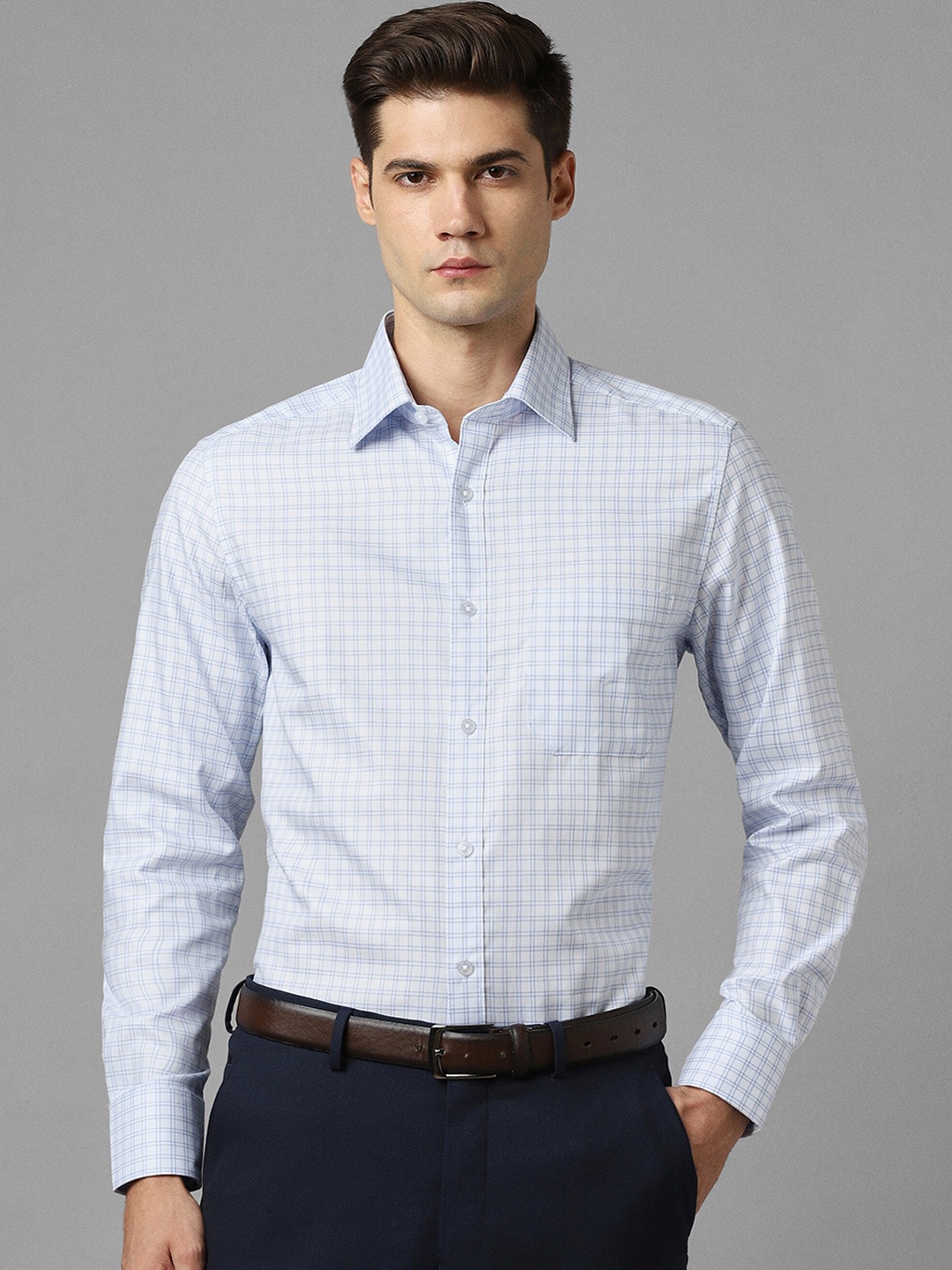 

Louis Philippe Checked Printed Cotton Formal Shirt, White