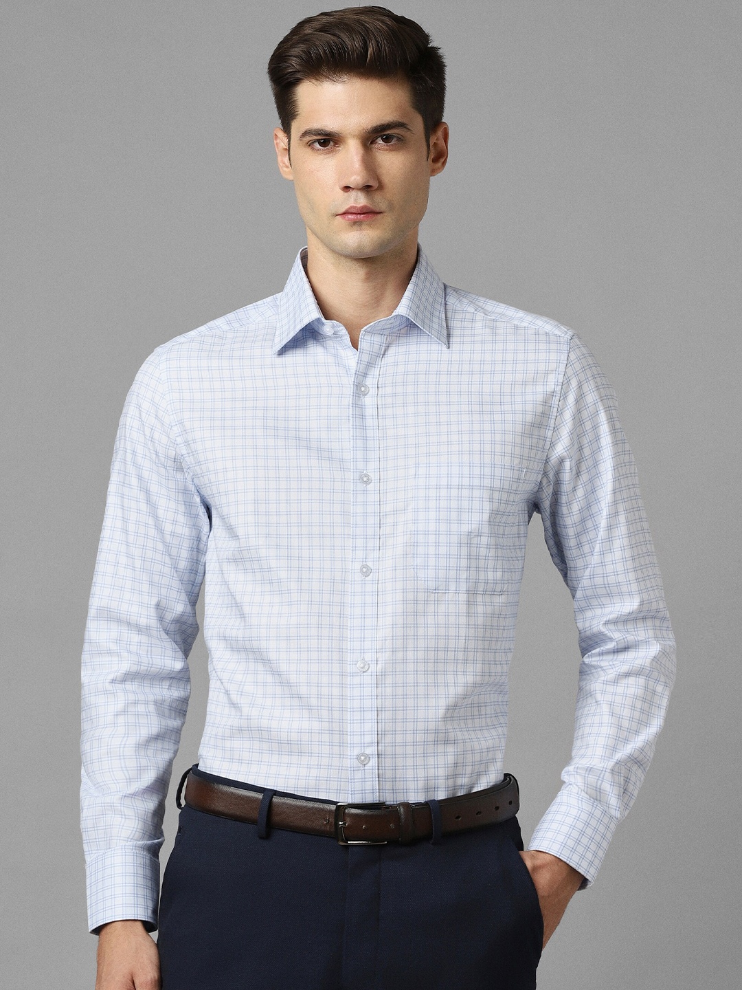 

Louis Philippe Checked Printed Cotton Formal Shirt, White