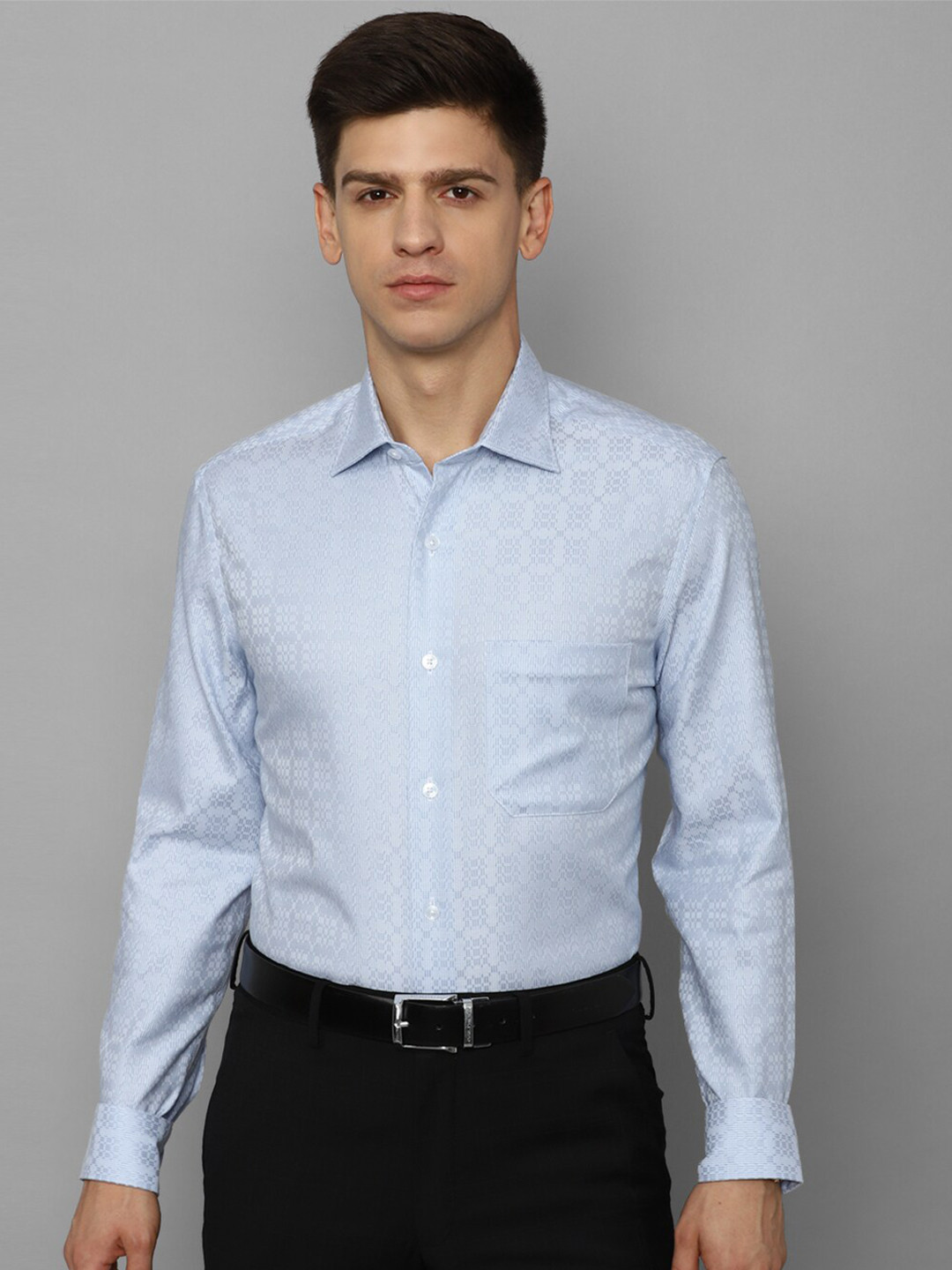 

Louis Philippe Geometric Printed Cotton Formal Shirt, Blue