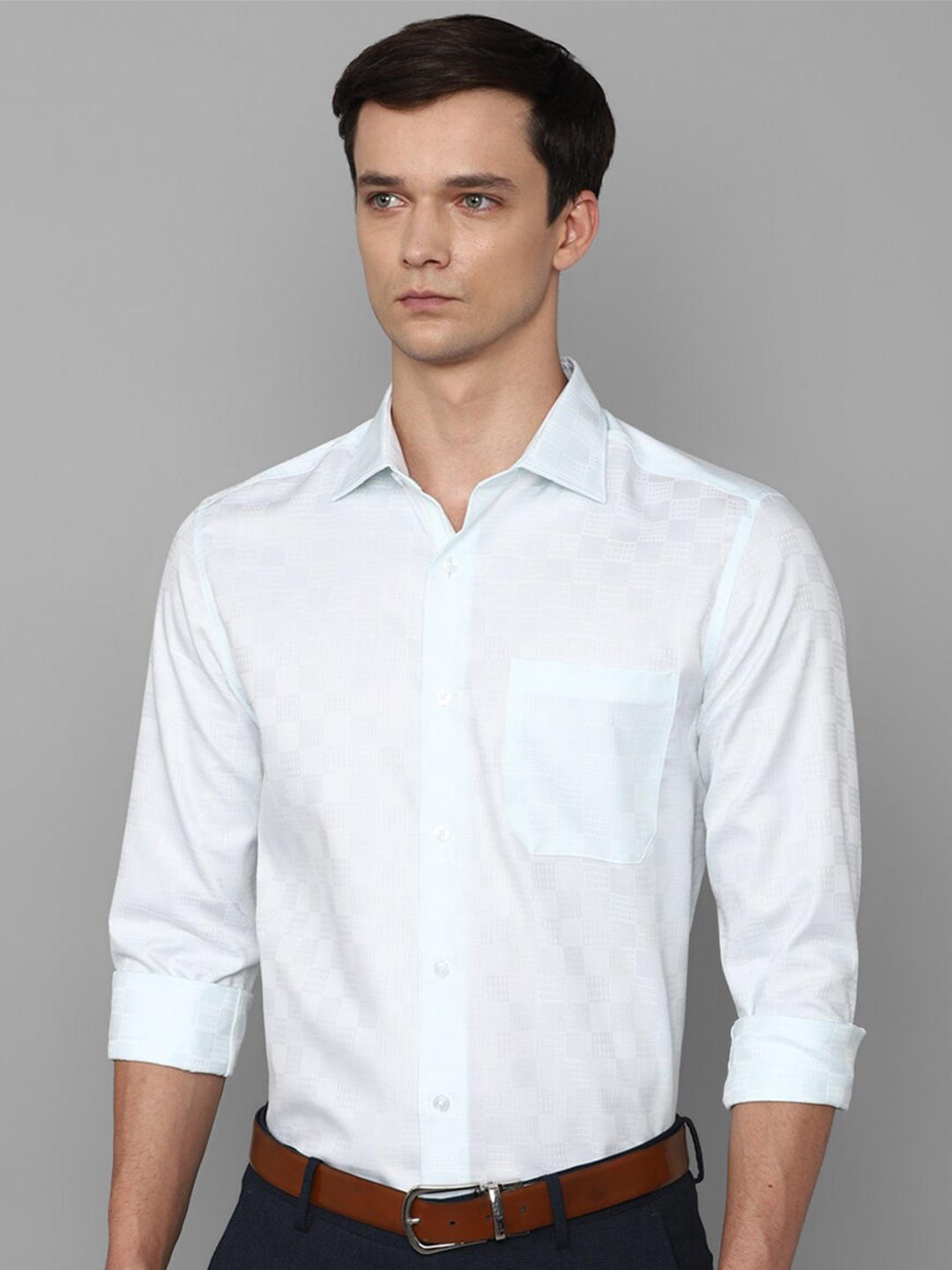 

Louis Philippe Geometric Printed Cotton Formal Shirt, White