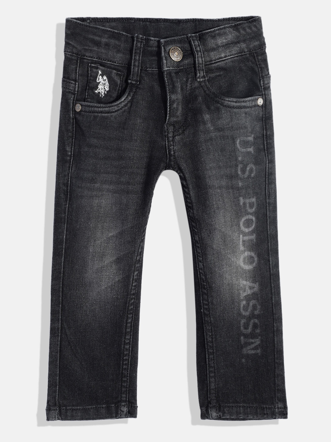 

U.S. Polo Assn. Kids Boys Slim Fit Clean Look Printed Stretchable Jeans, Black