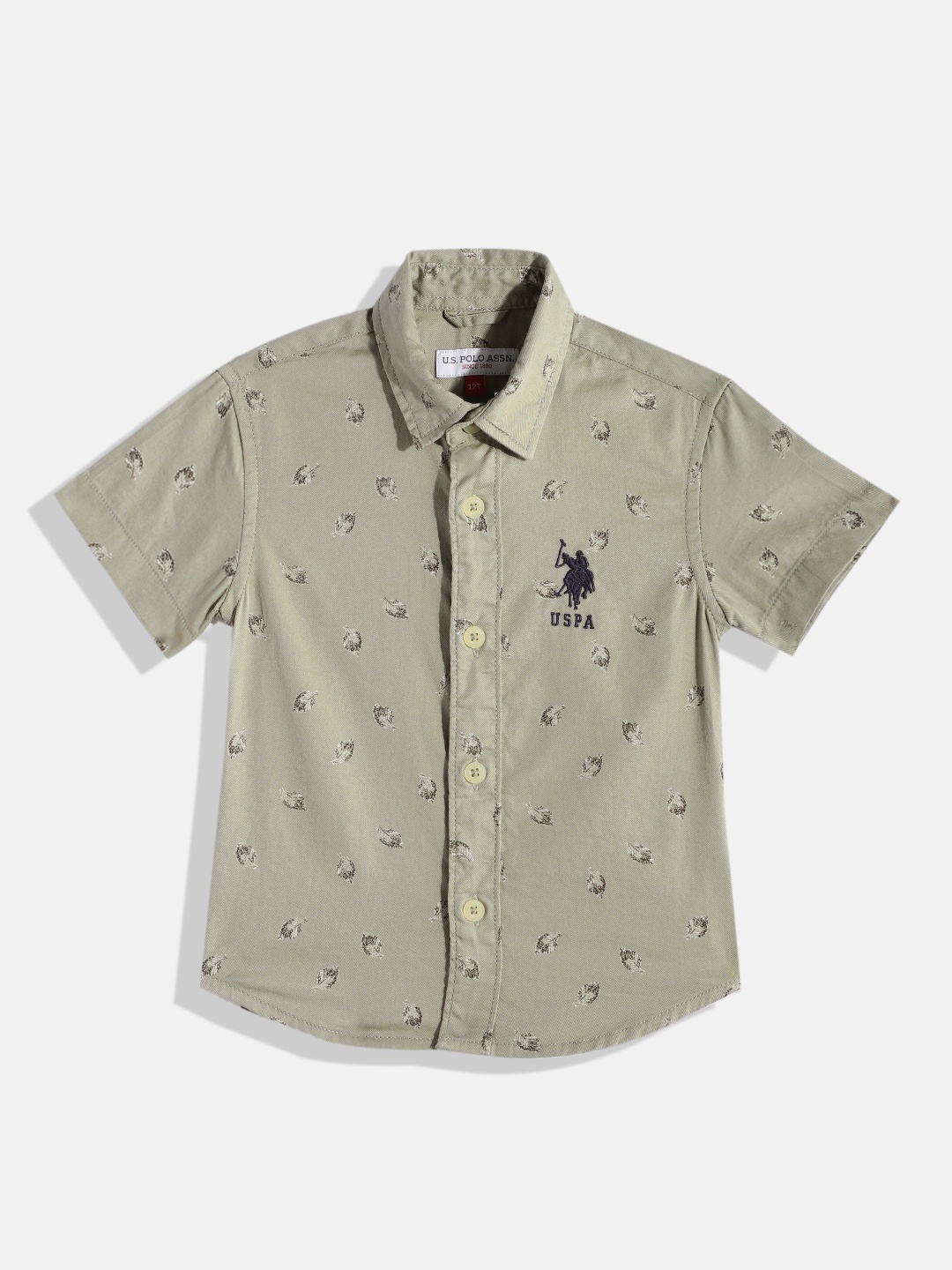 

U.S. Polo Assn. Kids Boys Printed Pure Cotton Casual Shirt, Green
