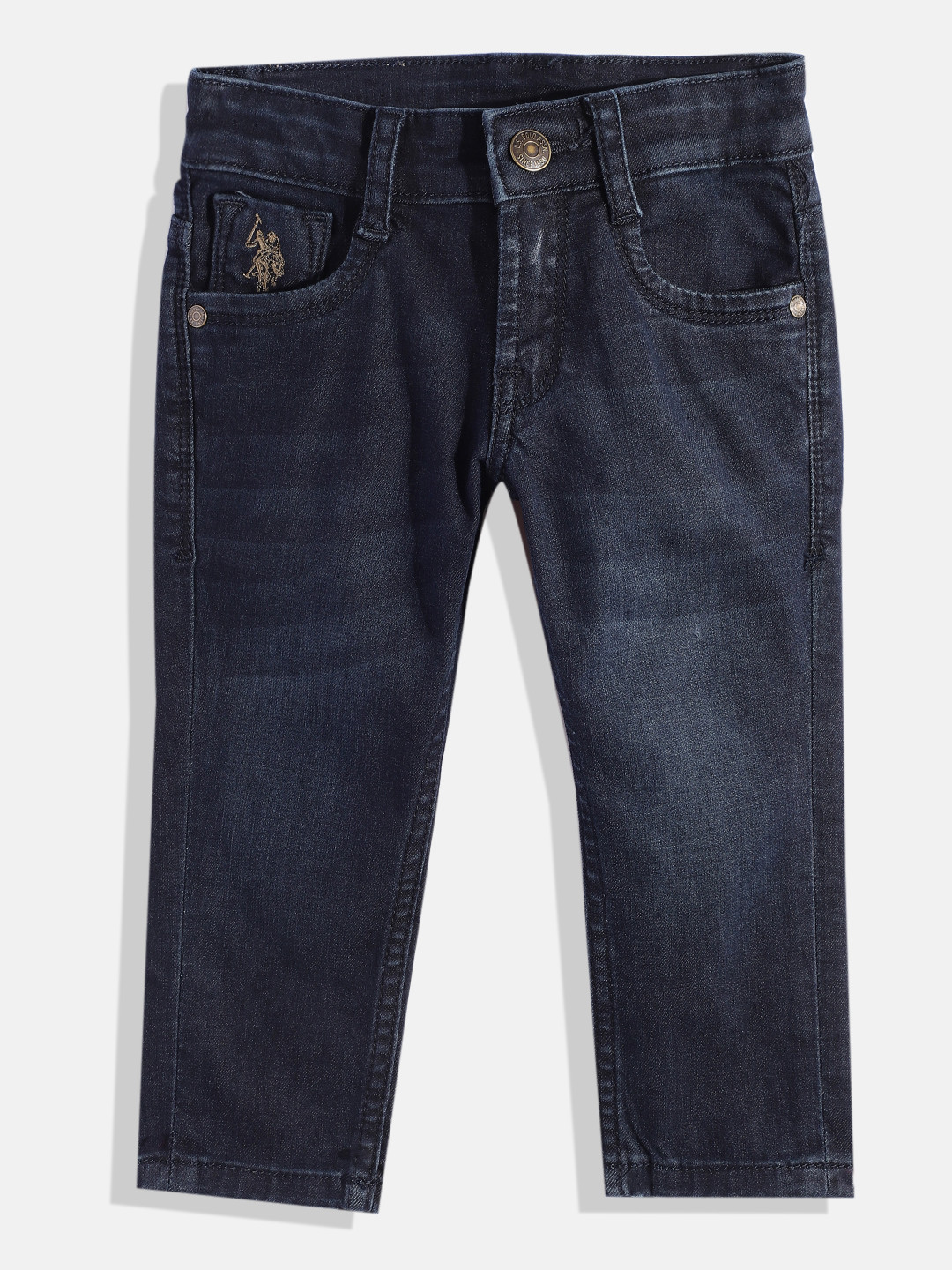 

U.S. Polo Assn. Kids Boys Slim Fit Mid-Rise Light Fade Stretchable Jeans, Blue