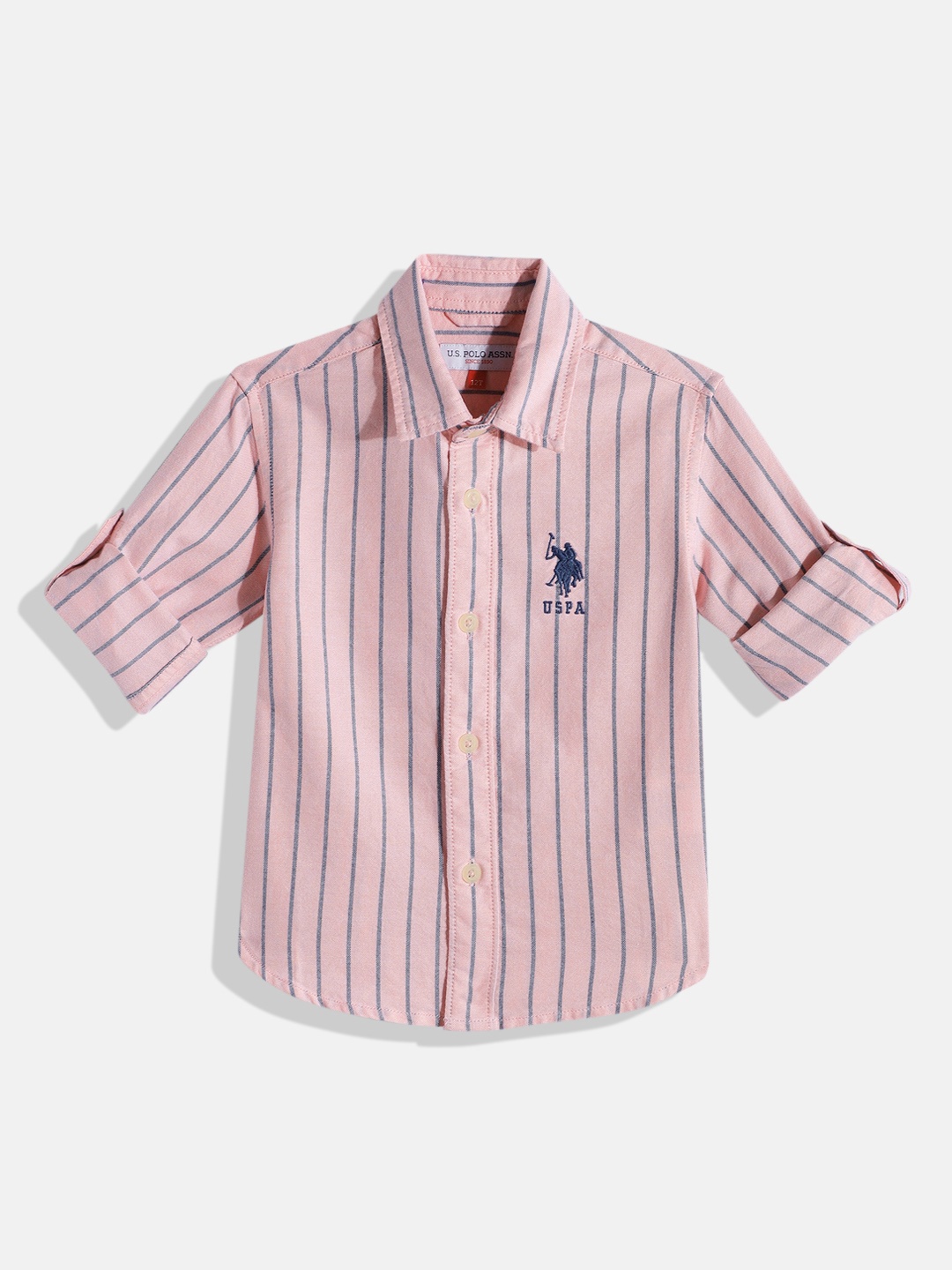 

U.S. Polo Assn. Kids Boys Striped Pure Cotton Shirt, Pink