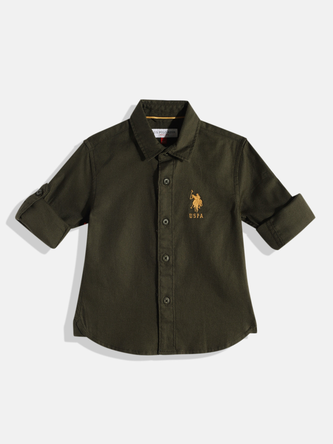 

U.S. Polo Assn. Kids Boys Pure Cotton Casual Shirt, Olive
