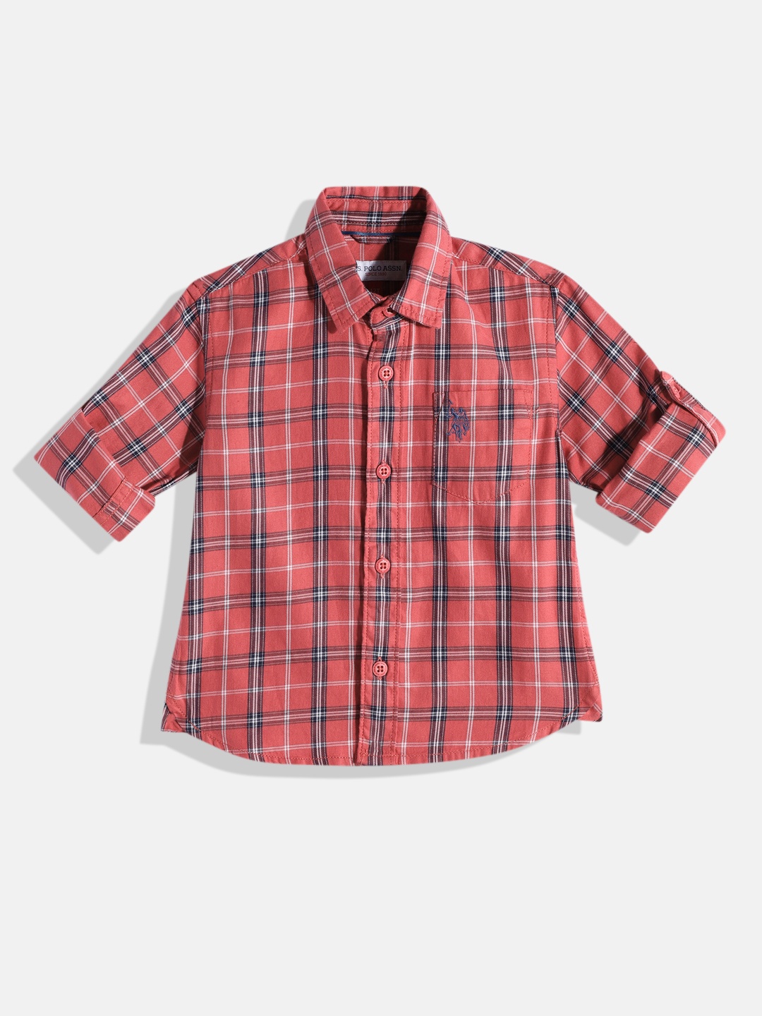 

U.S. Polo Assn. Kids Boys Tartan Checked Pure Cotton Casual Shirt, Red