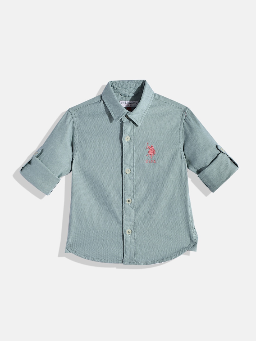 

U.S. Polo Assn. Kids Boys Solid Pure Cotton Casual Shirt, Blue